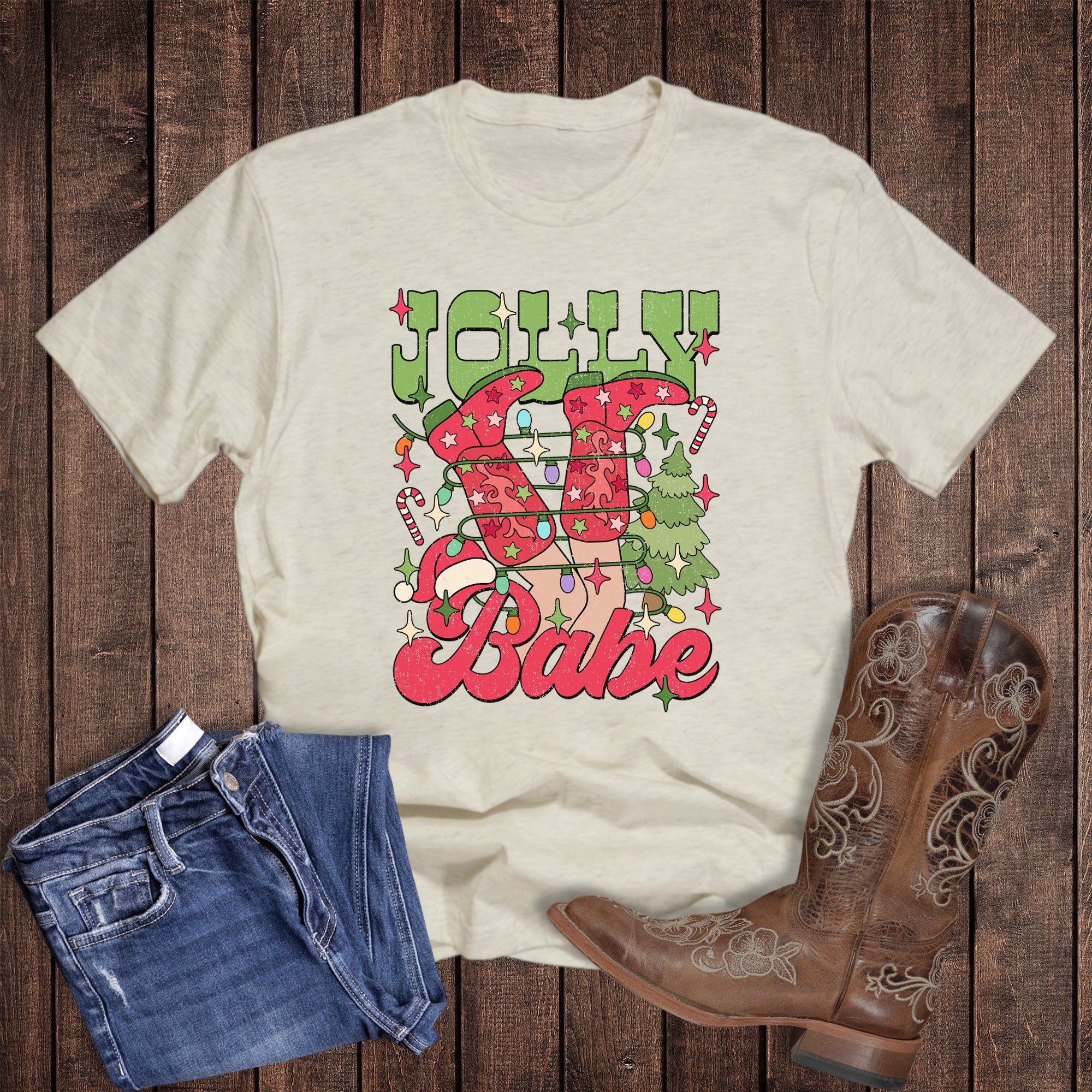 Christmas Jolly Babe Cowboy Boots