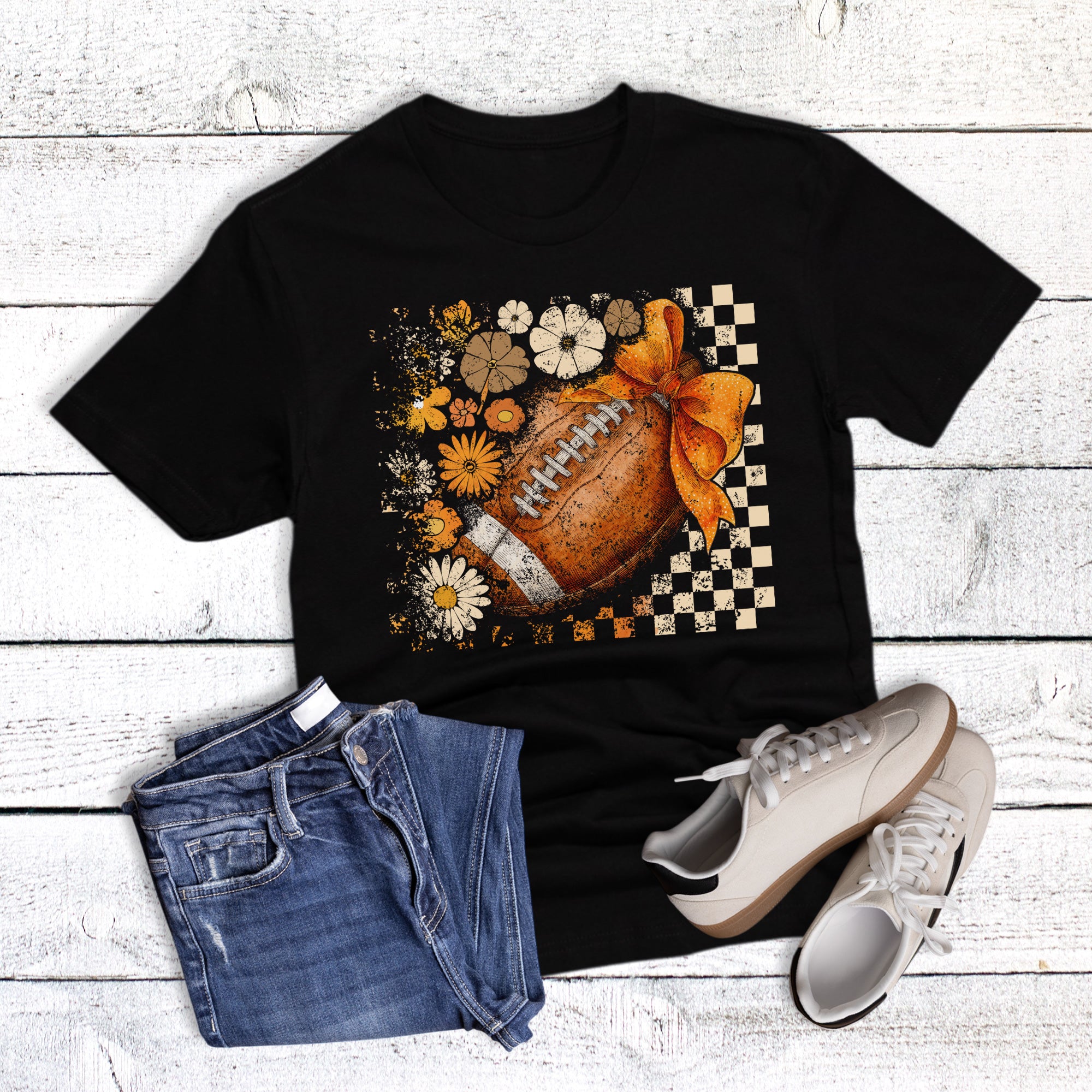 Fall Checkered Floral Football