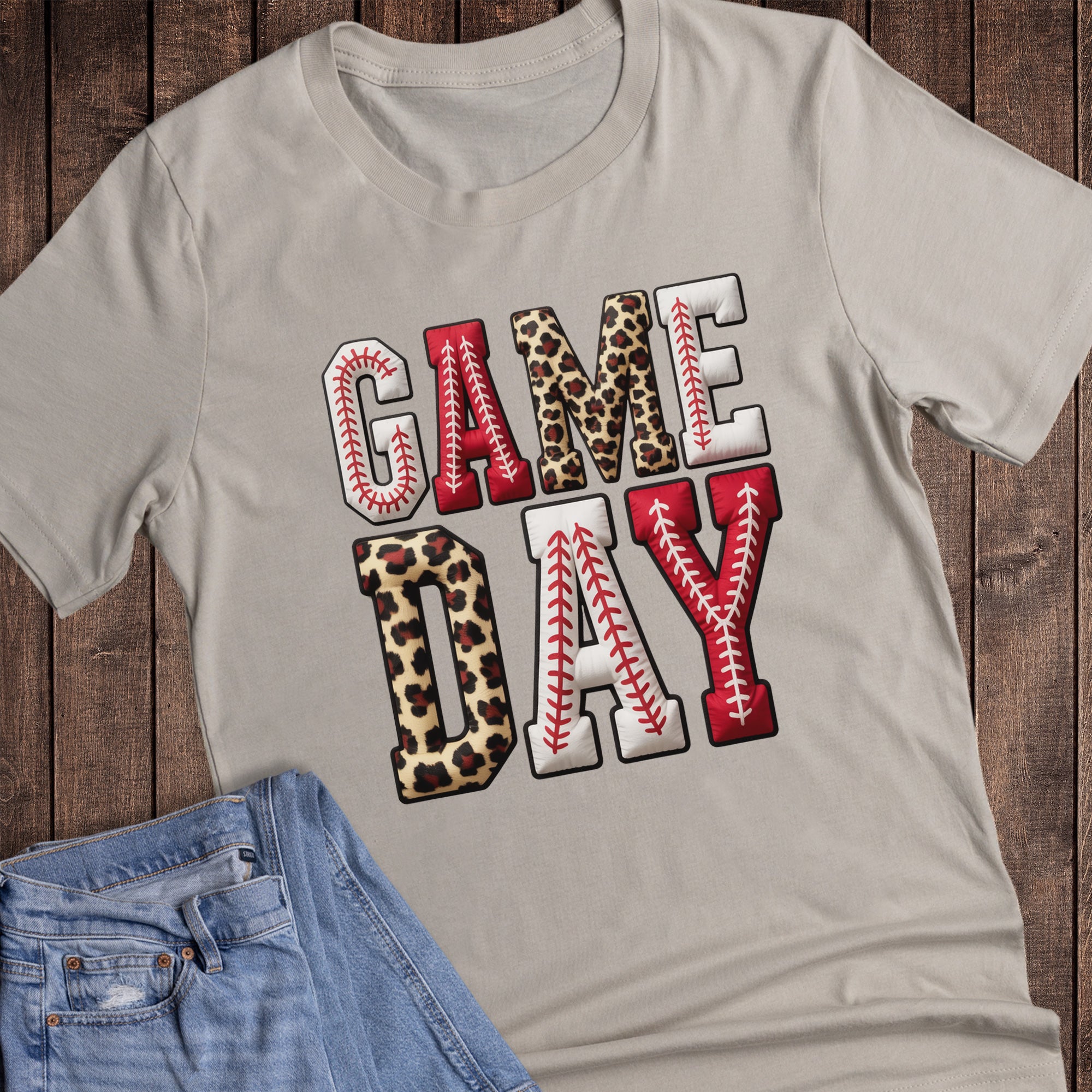 Baseball Game Day Leopard and Stitches