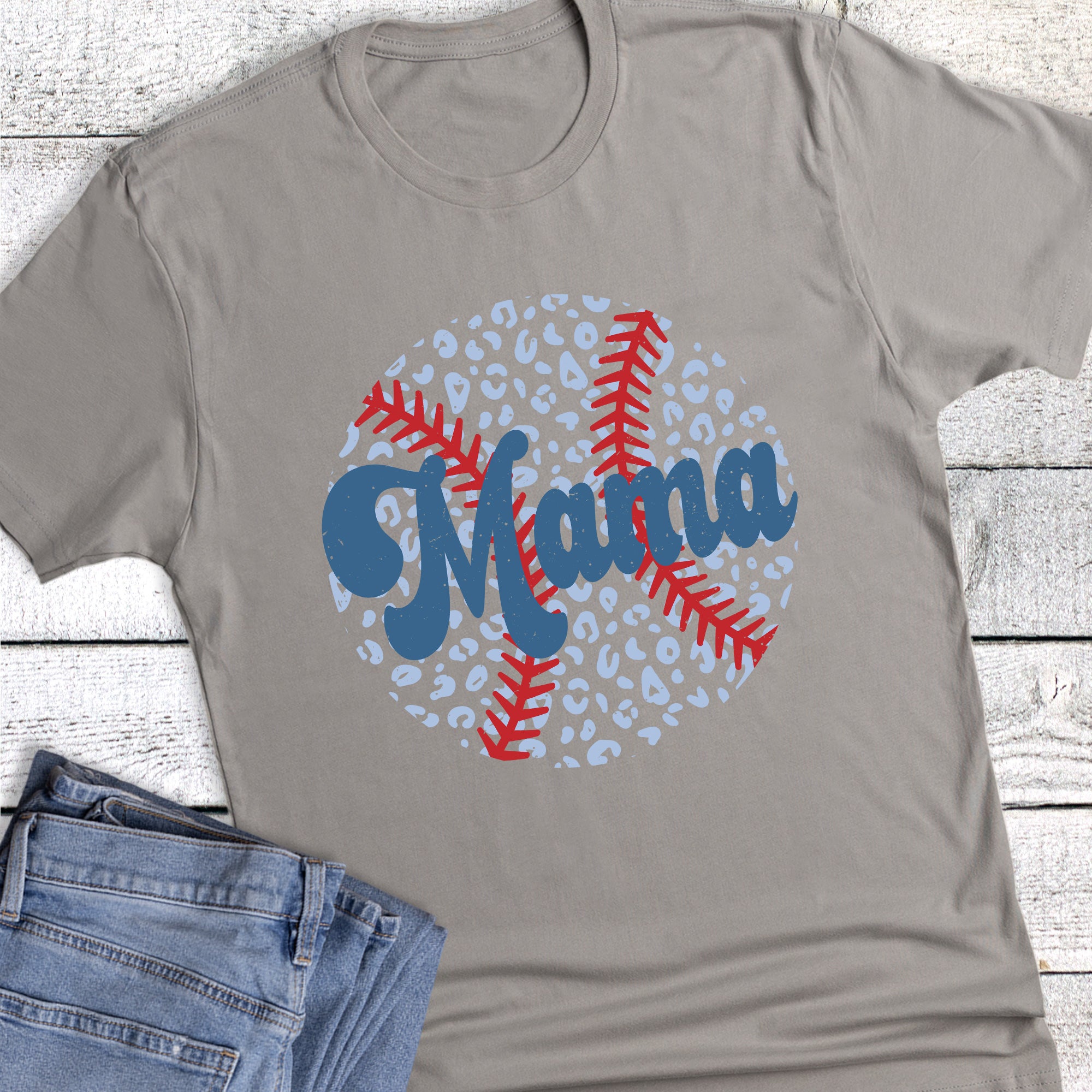Baseball Retro Leopard Mama Graphic Tee