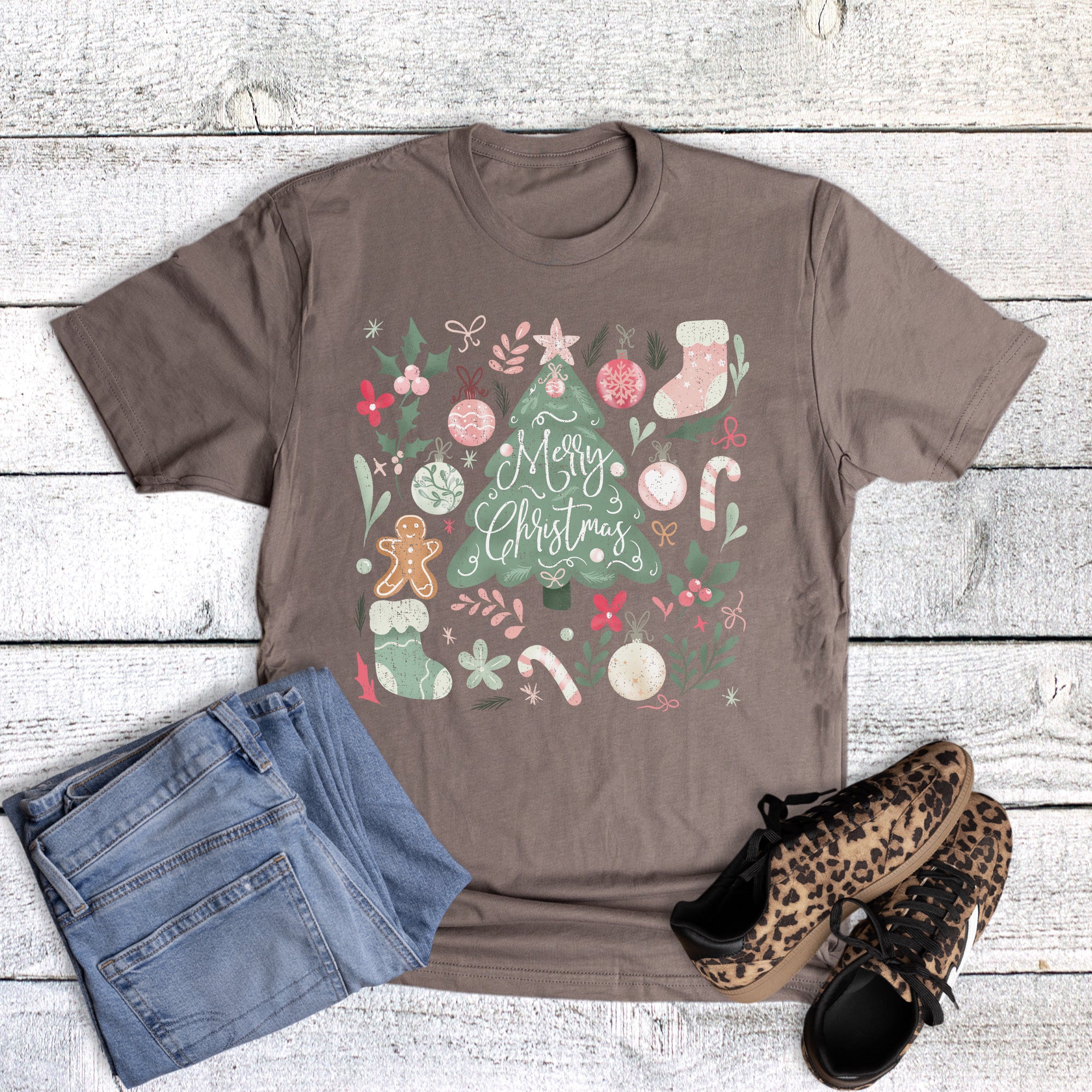 Boho Christmas Pastel Floral Collage