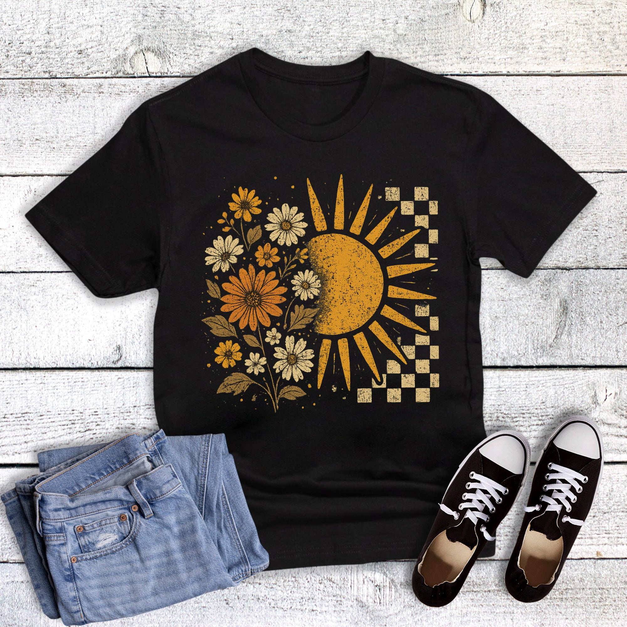 Boho Floral Sun Checked