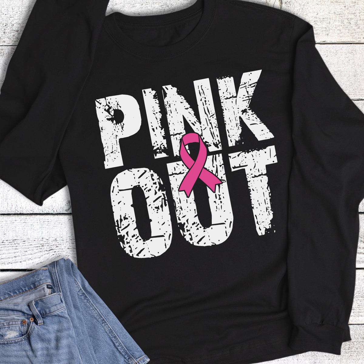Breast Cancer Awareness Pink Out Sports Football Long Sleeve