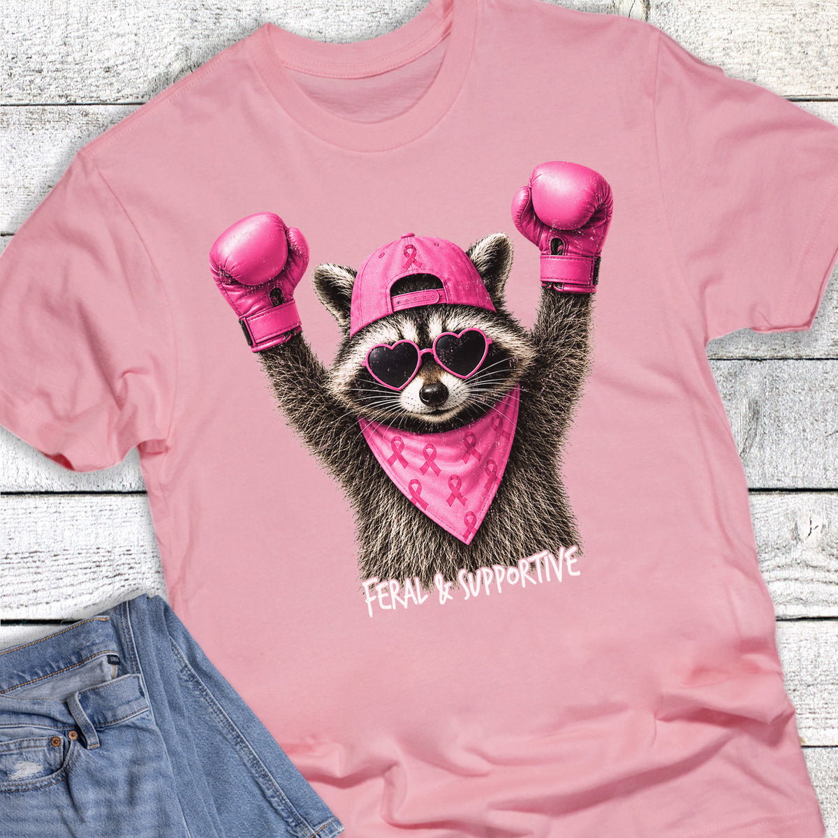 Breast Cancer Feral Supportive Raccoon