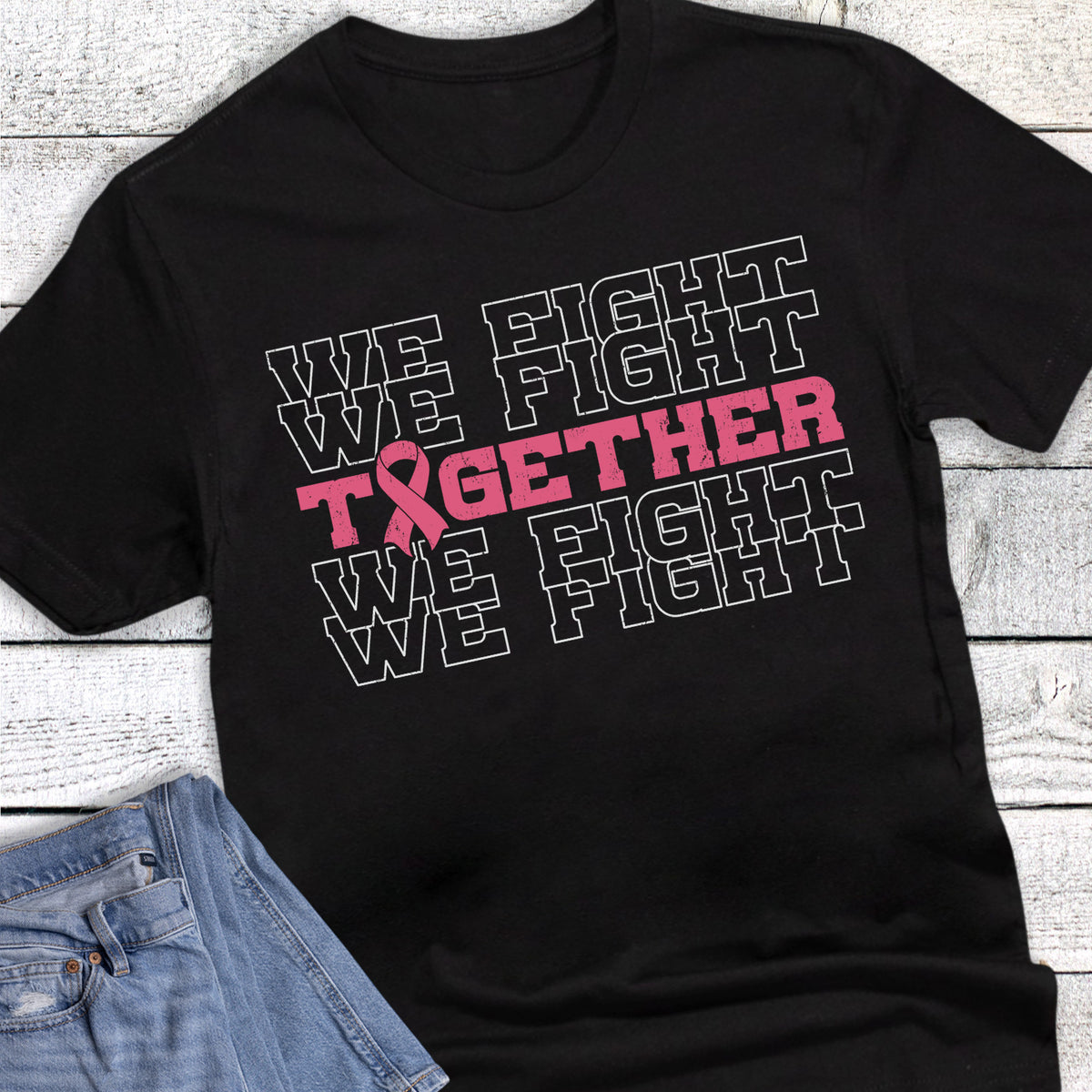 Breast Cancer We Fight Together Stacked