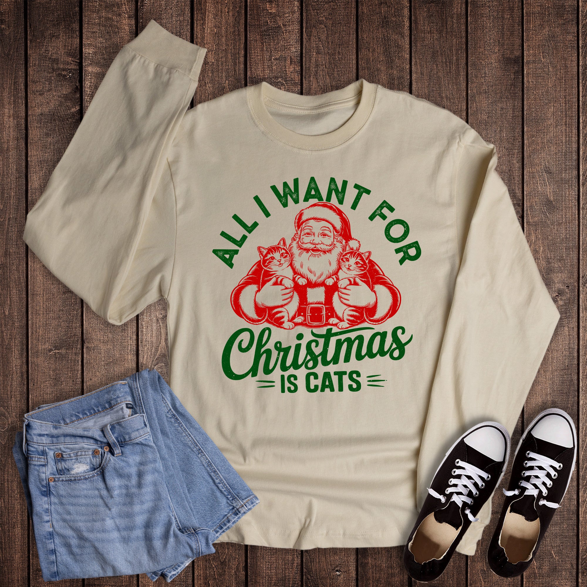 Christmas All I Want Is Cats Long Sleeve