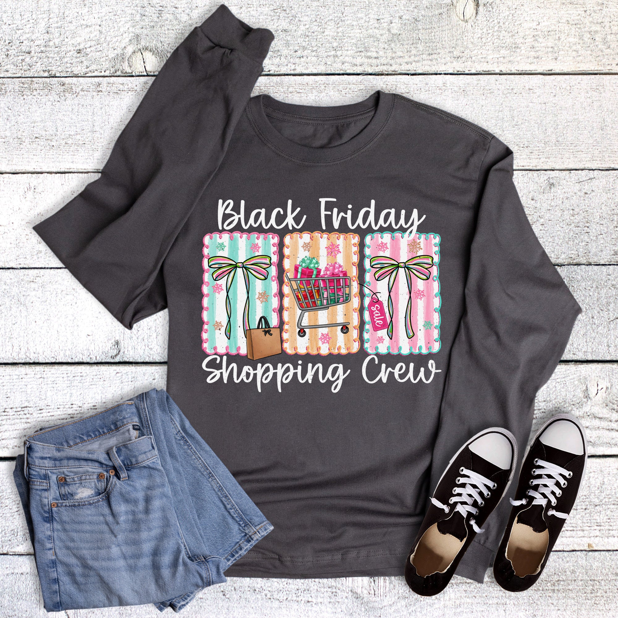 Christmas Black Friday Shopping Crew Long Sleeve