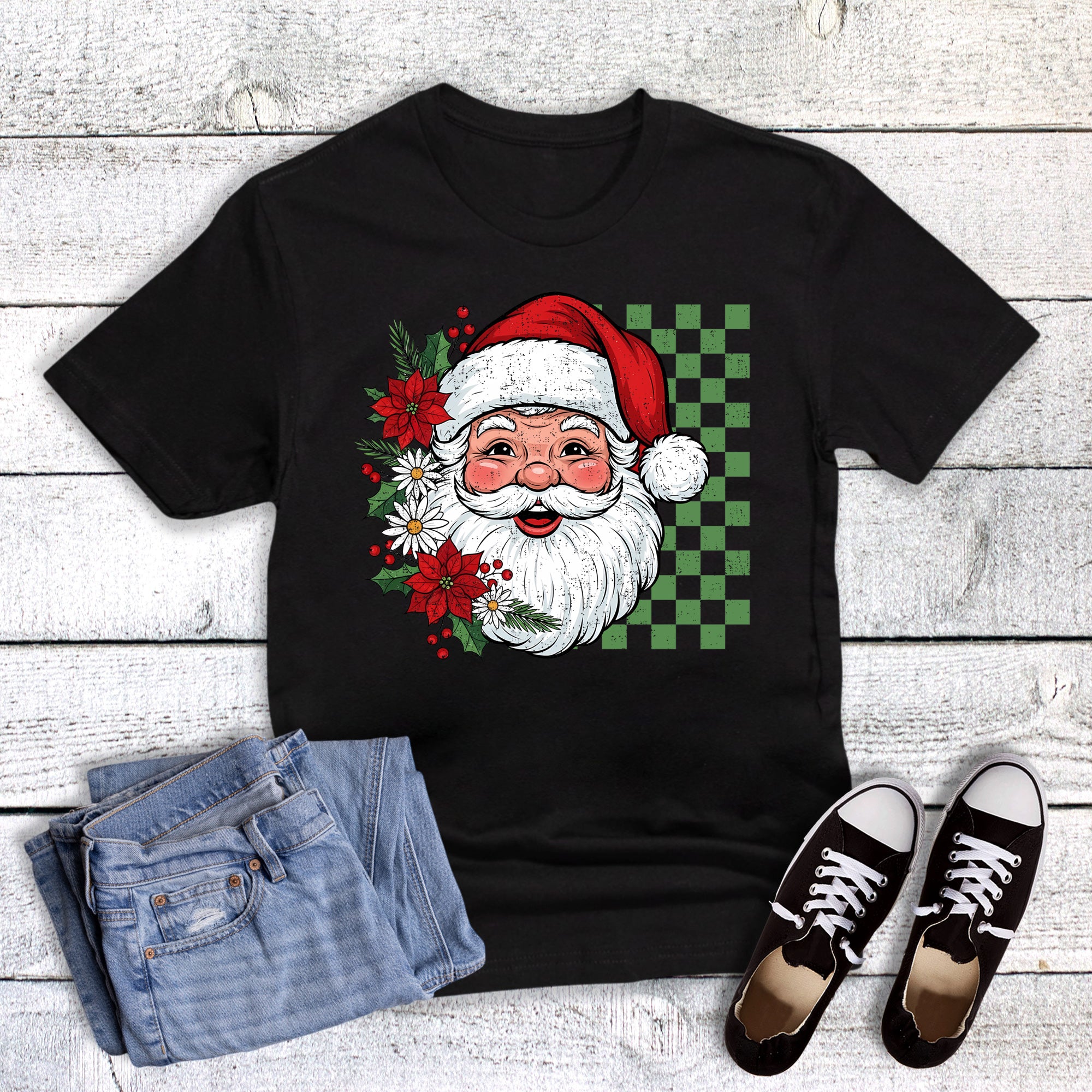 Christmas Boho Check Santa