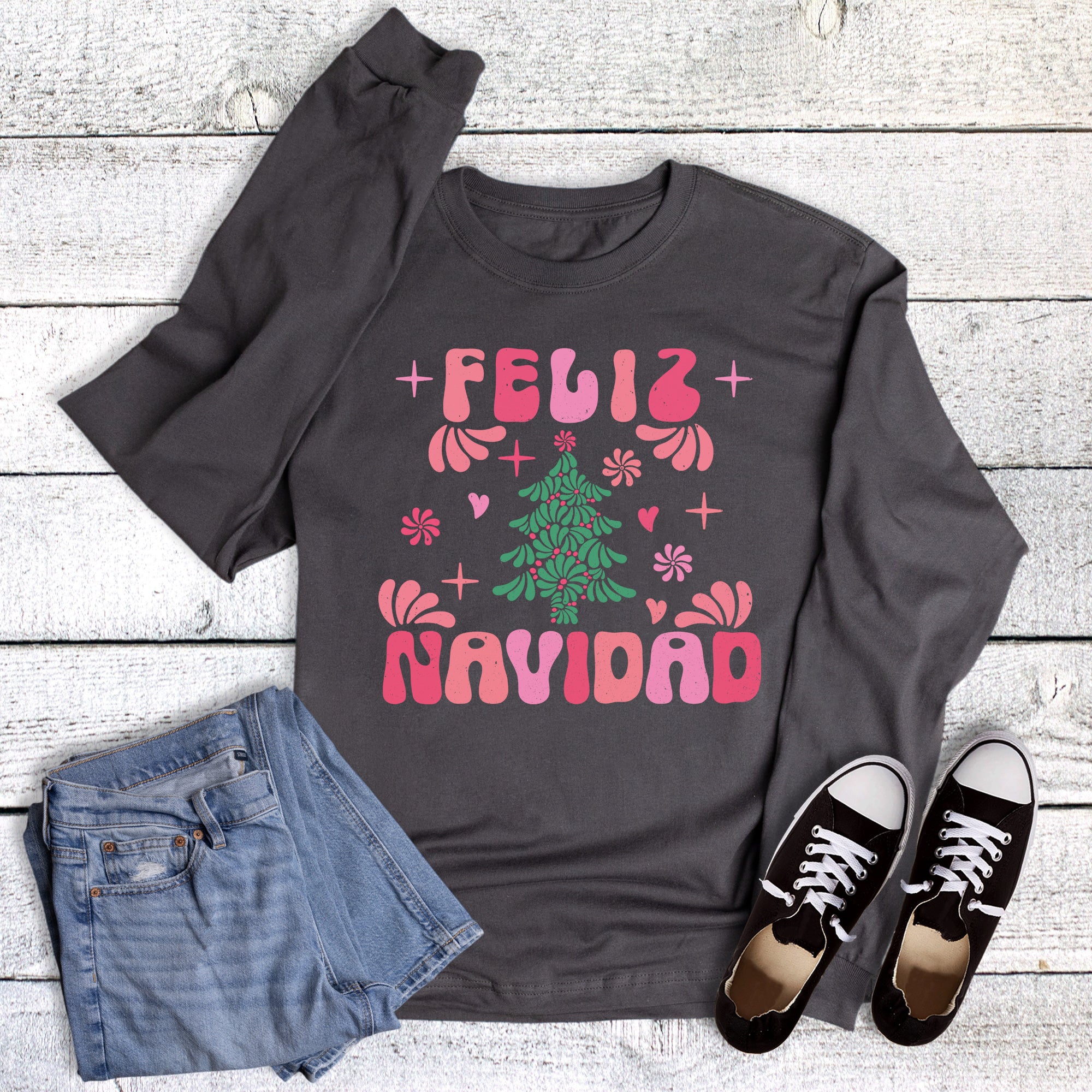 Christmas Boho Feliz Navidad Long Sleeve