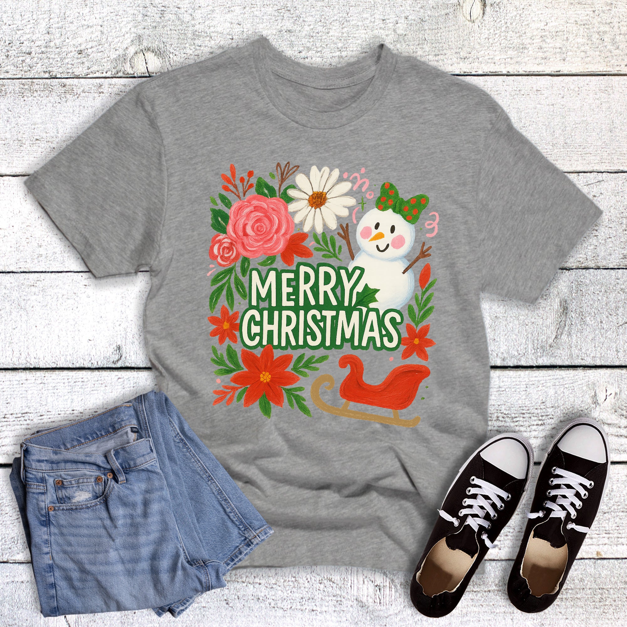 Christmas Boho Merry Snowman