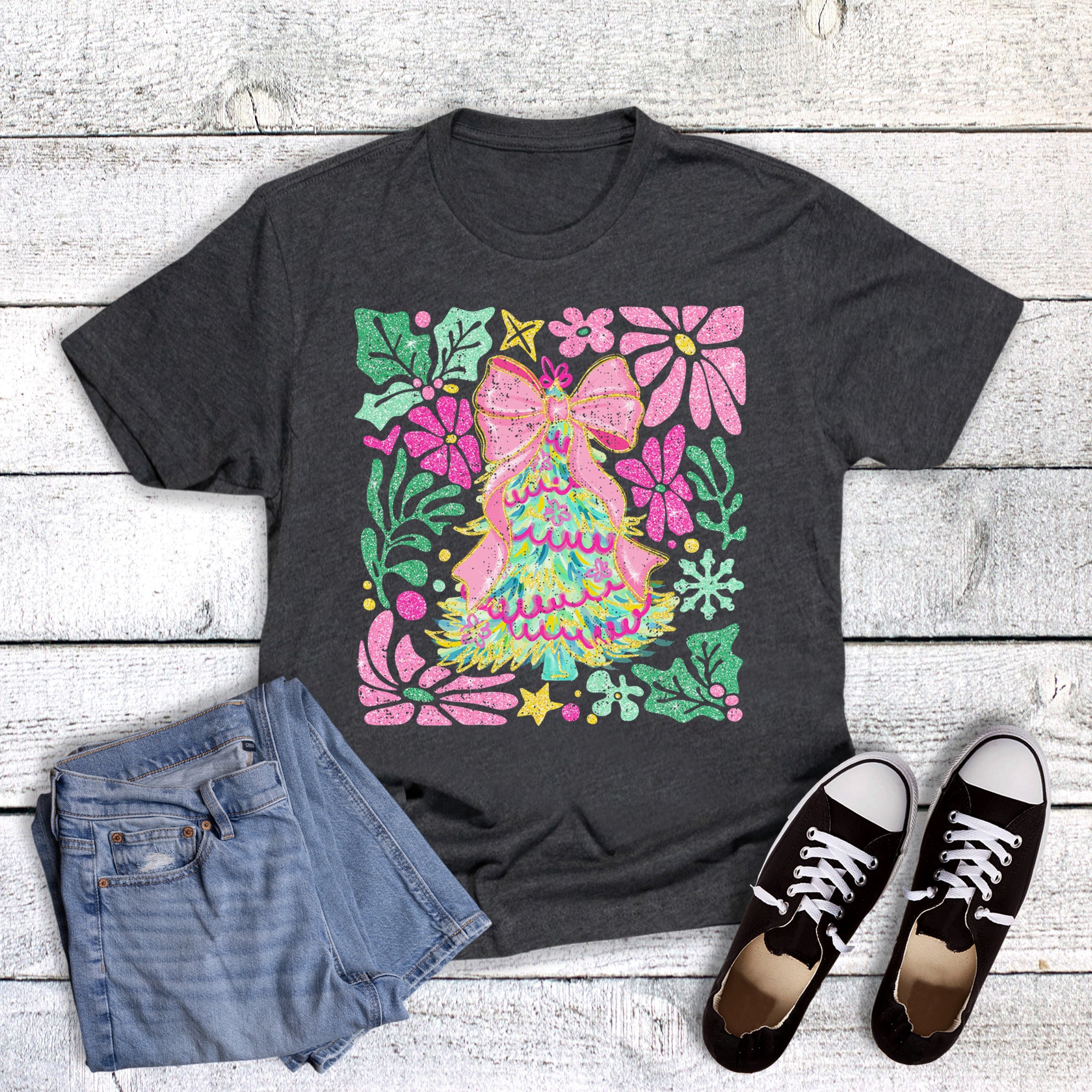 Christmas Boho Watercolor Bow Tree