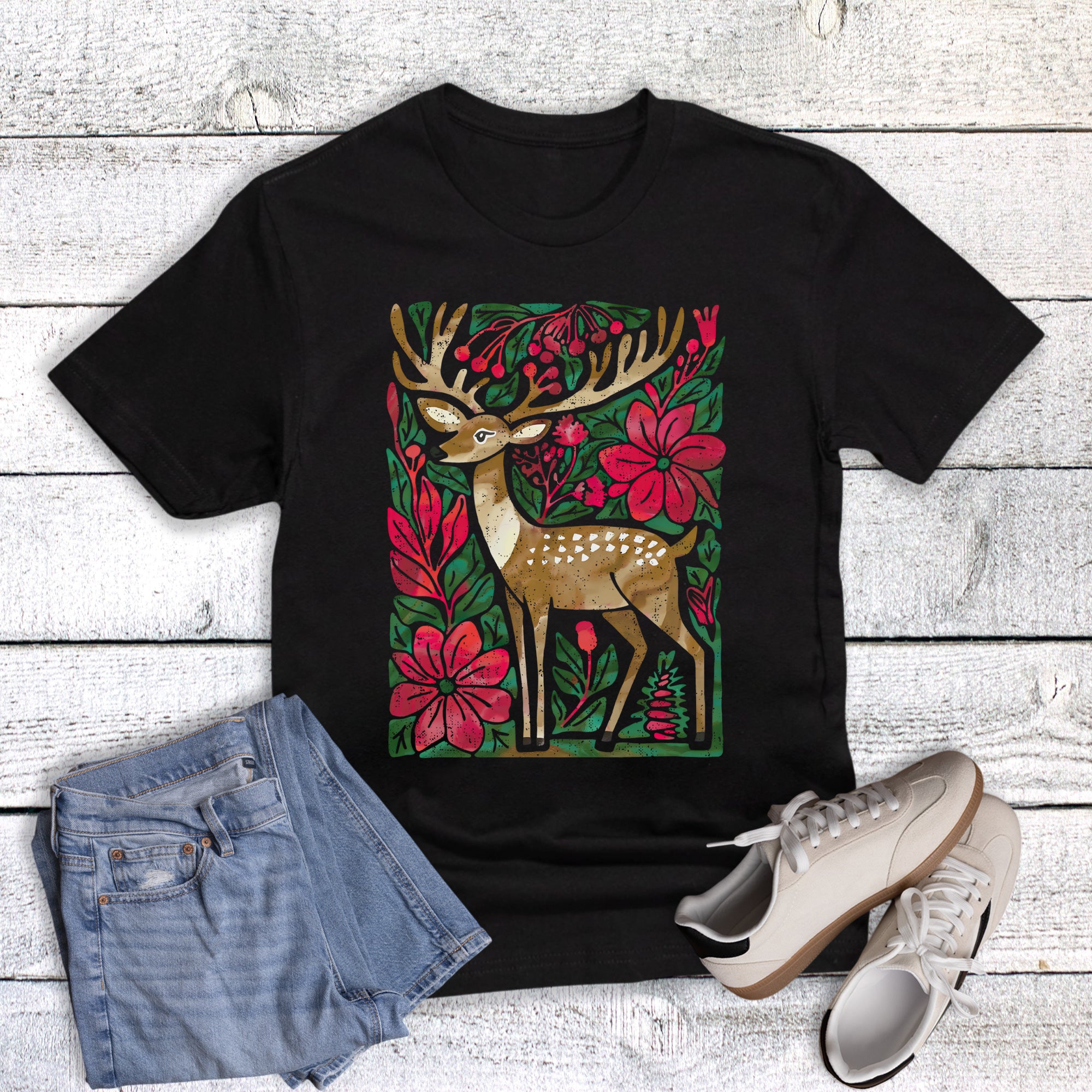 Christmas Boho Watercolor Deer