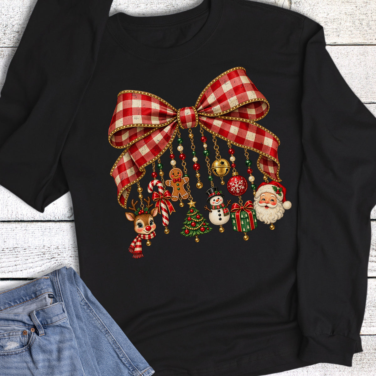 Christmas Bow Hanging Ornaments Long Sleeve