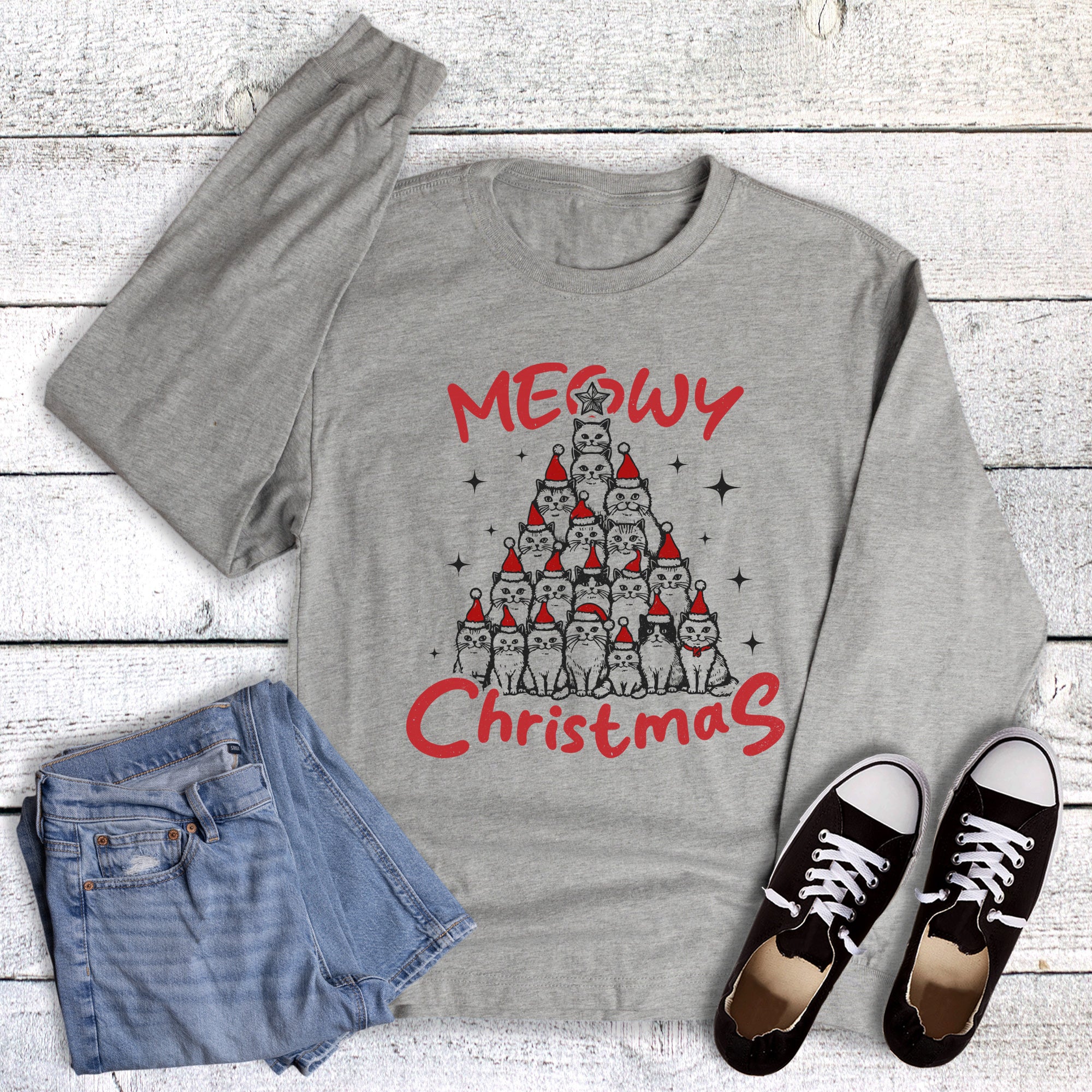Christmas Cats Meowy Christmas Long Sleeve