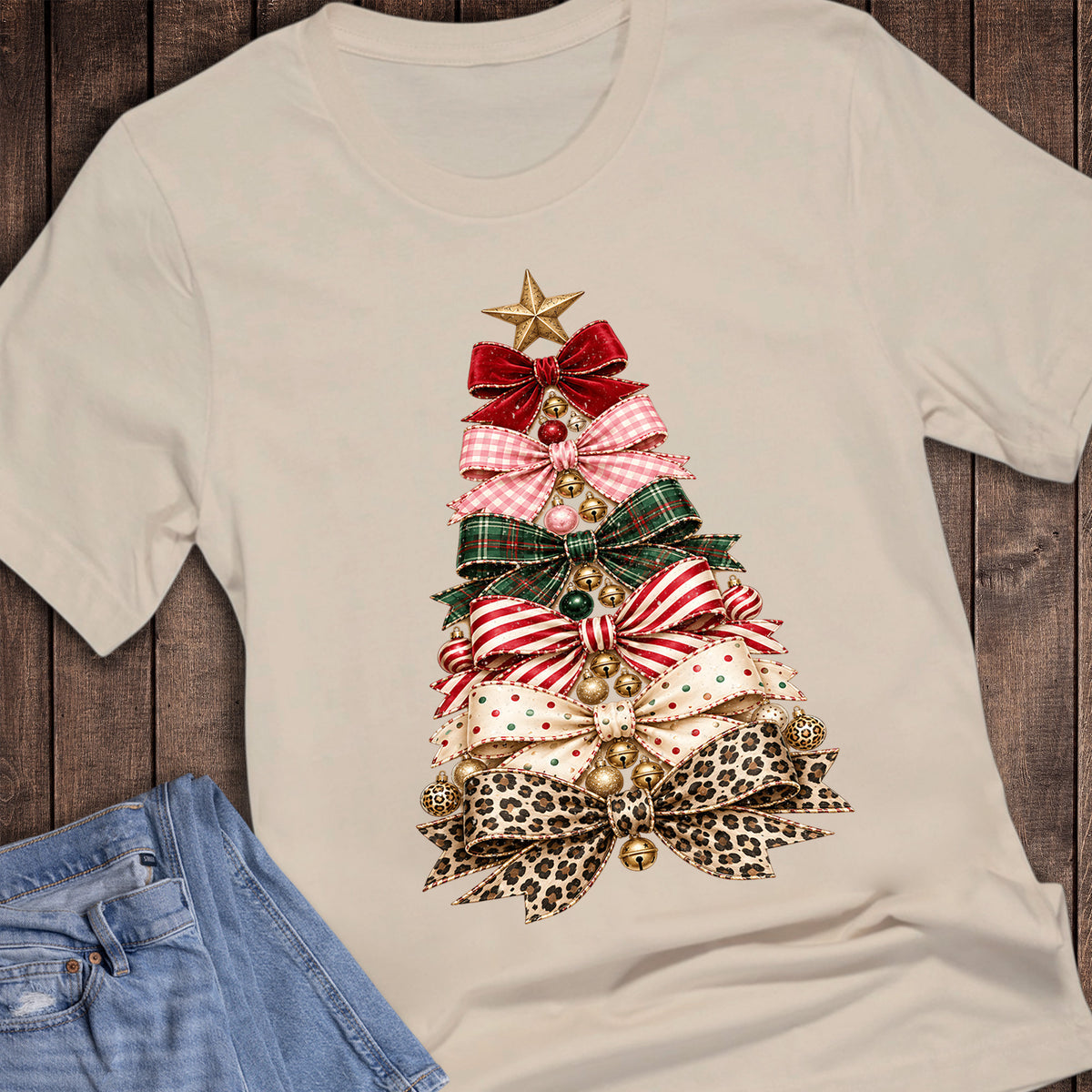 Christmas Coquette Bow Tree Leopard Plaid Striped