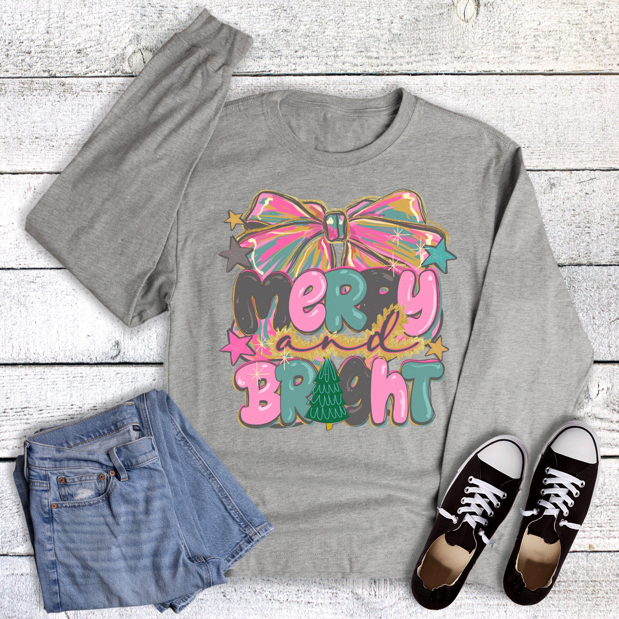 Christmas Coquette Merry and Bright Long Sleeve