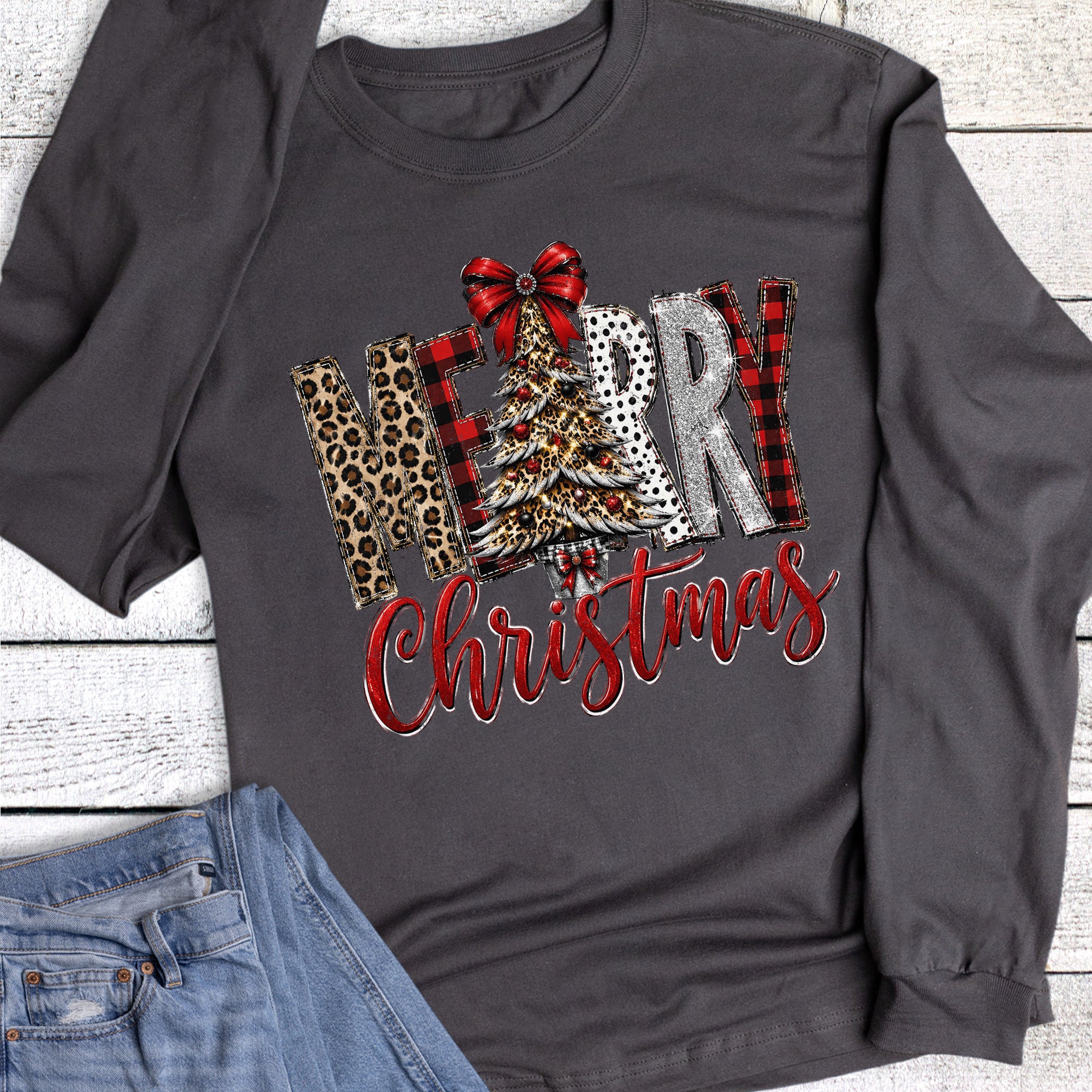Christmas Coquette Merry Leopard Tree Long Sleeve