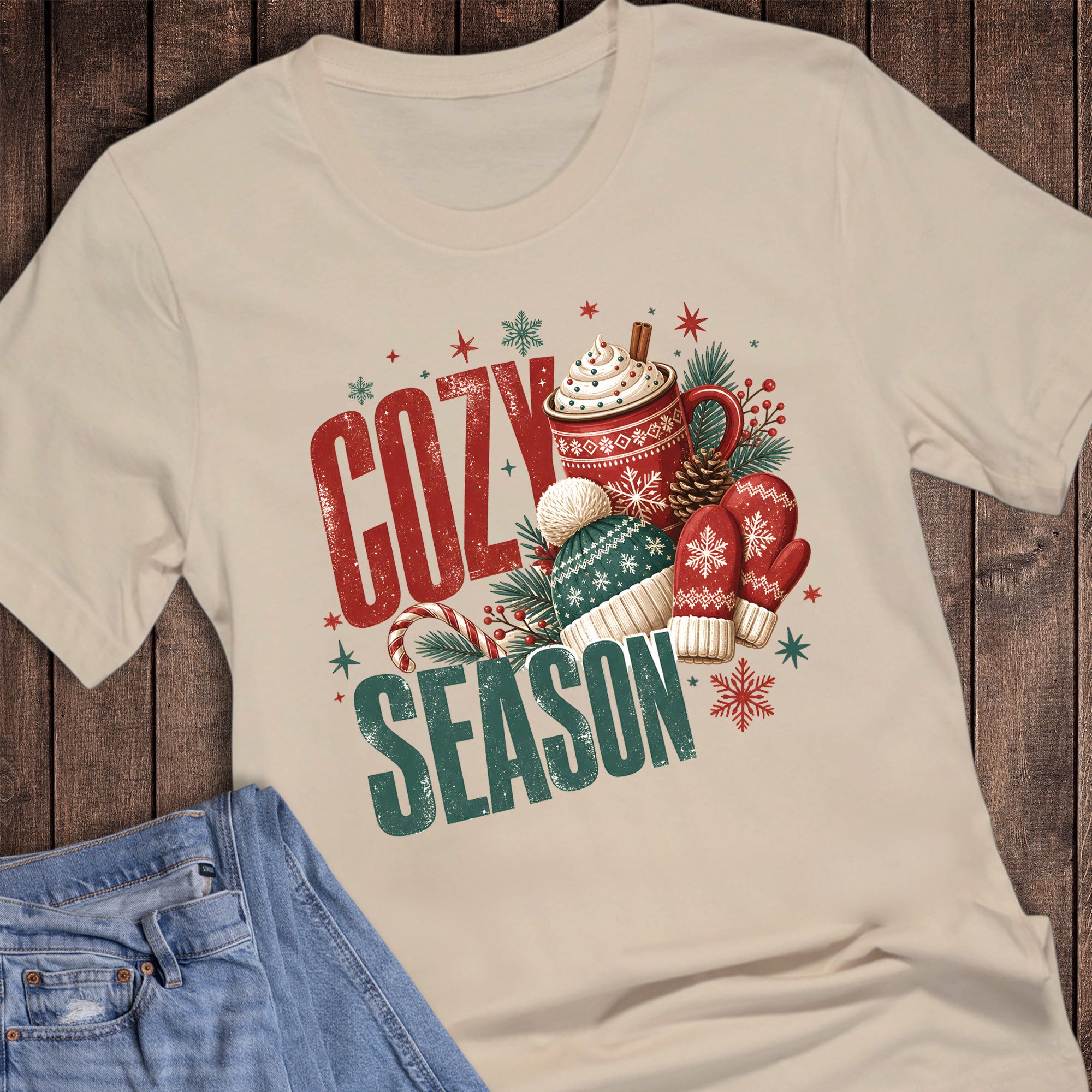 Christmas Cozy Season Mittens Hot Cocoa