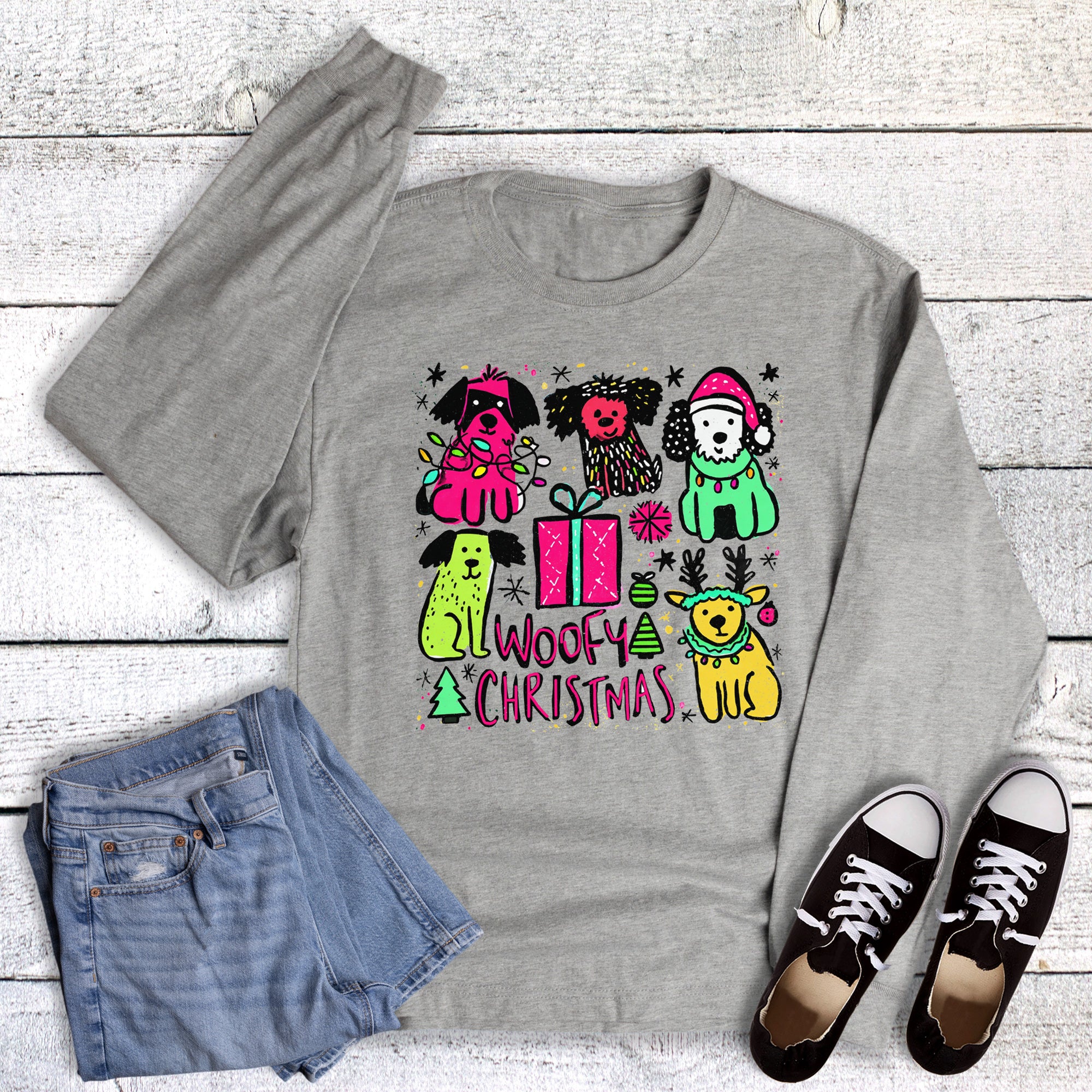 Christmas Dogs Woofy Christmas Long Sleeve