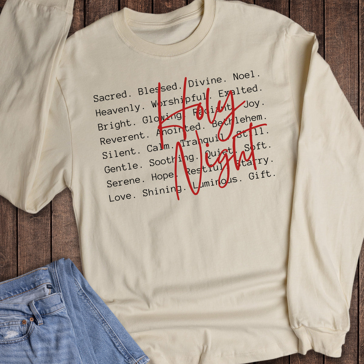 Christmas Faith Holy Night Hope Love Gift Long Sleeve