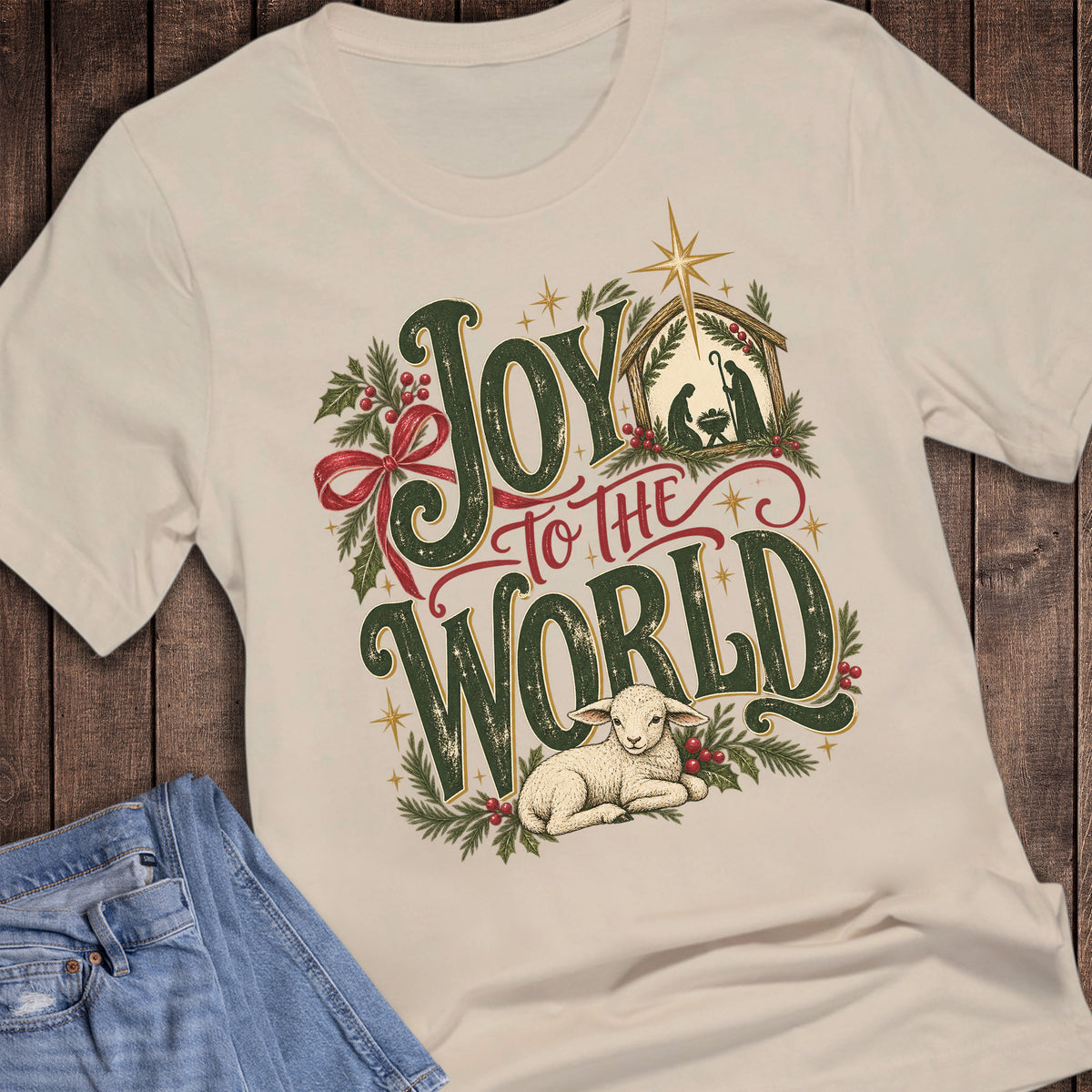Christmas Faith Joy to the World Lamb Nativity