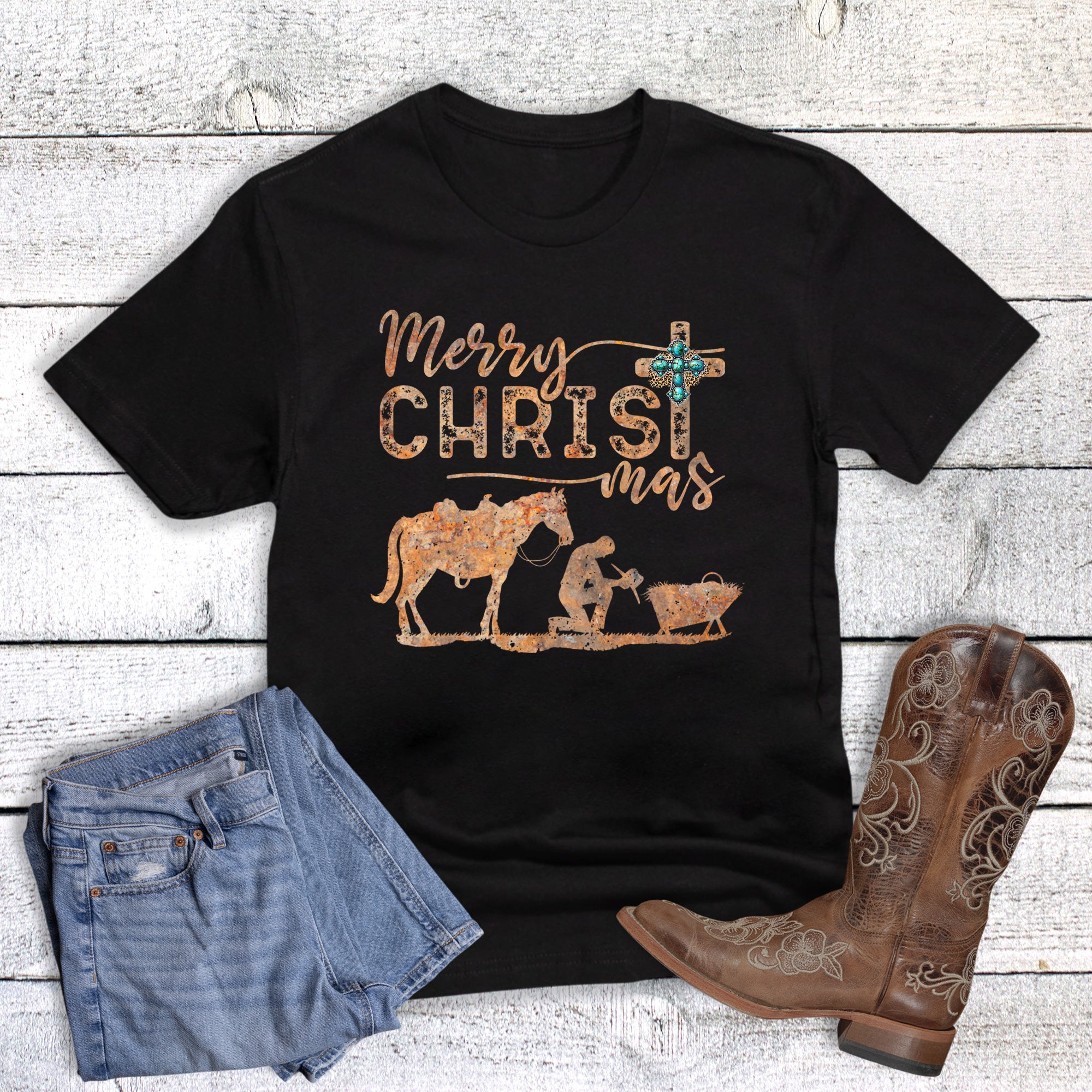 Christmas Faith Western Rust Merry Christ Mas