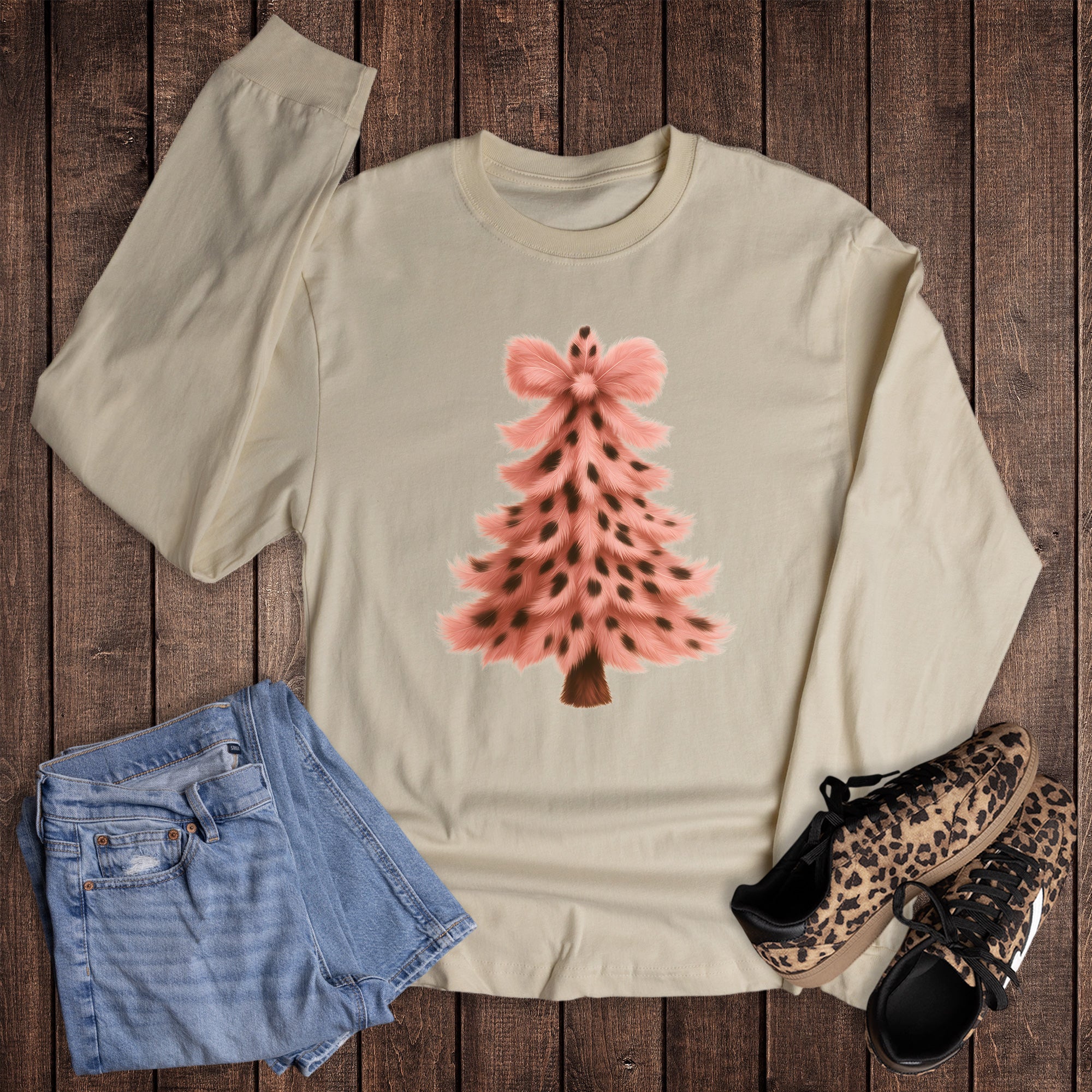 Christmas Faux Feather Tree Long Sleeve