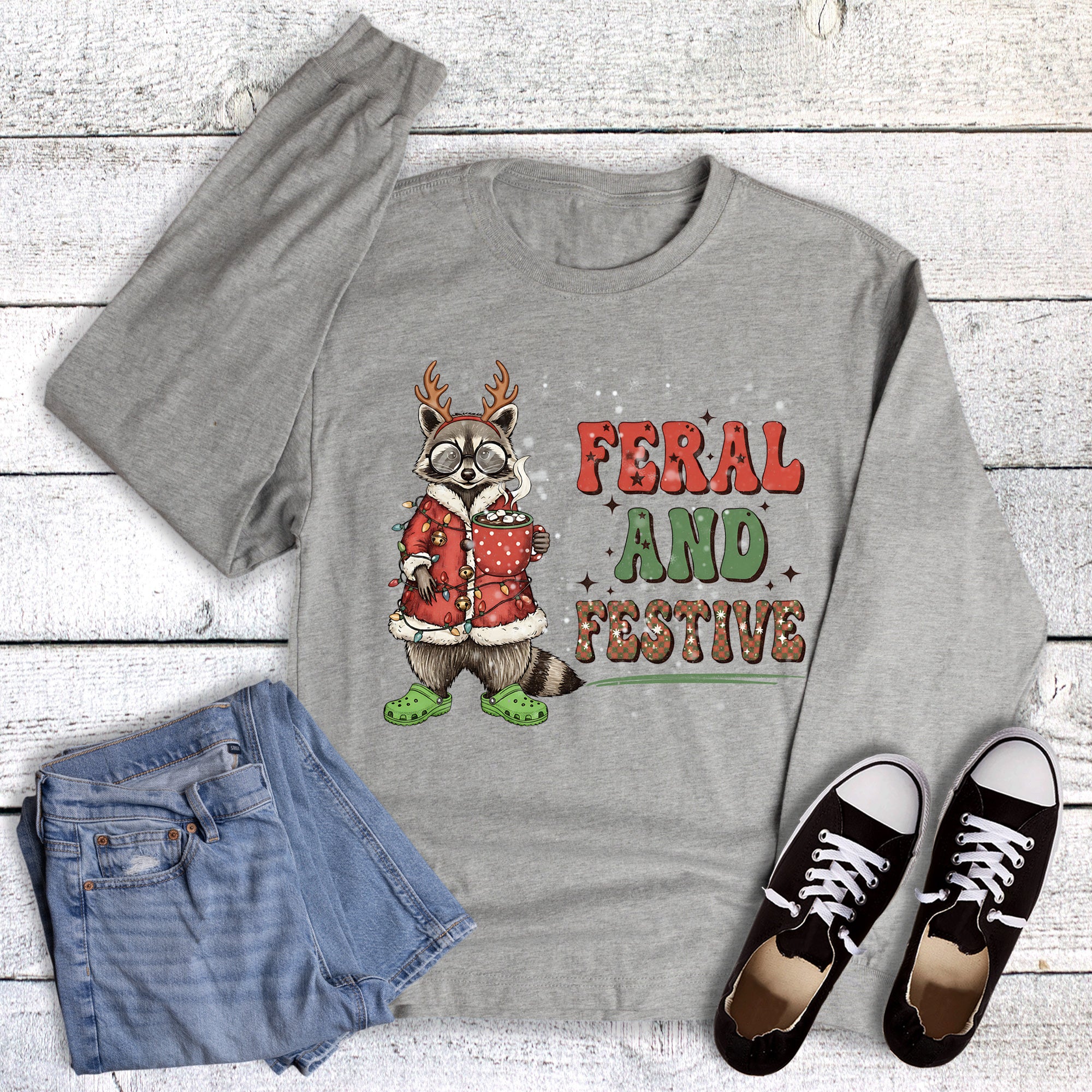 Christmas Funny Feral and Festive Long Sleeve