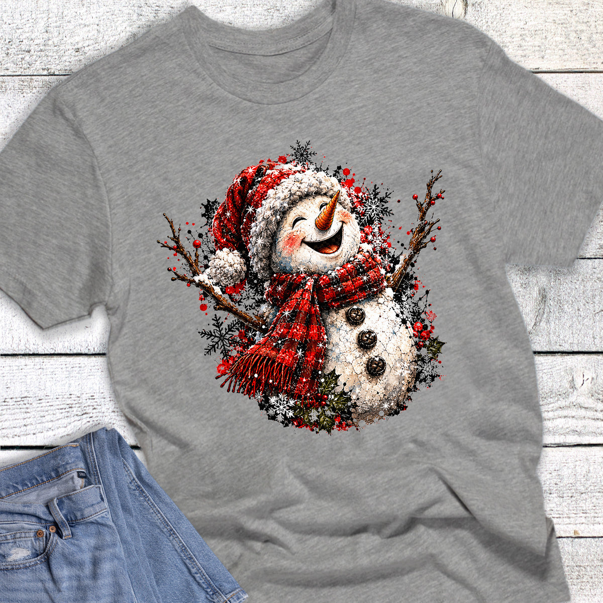 Christmas Happy Snowman with Scarf