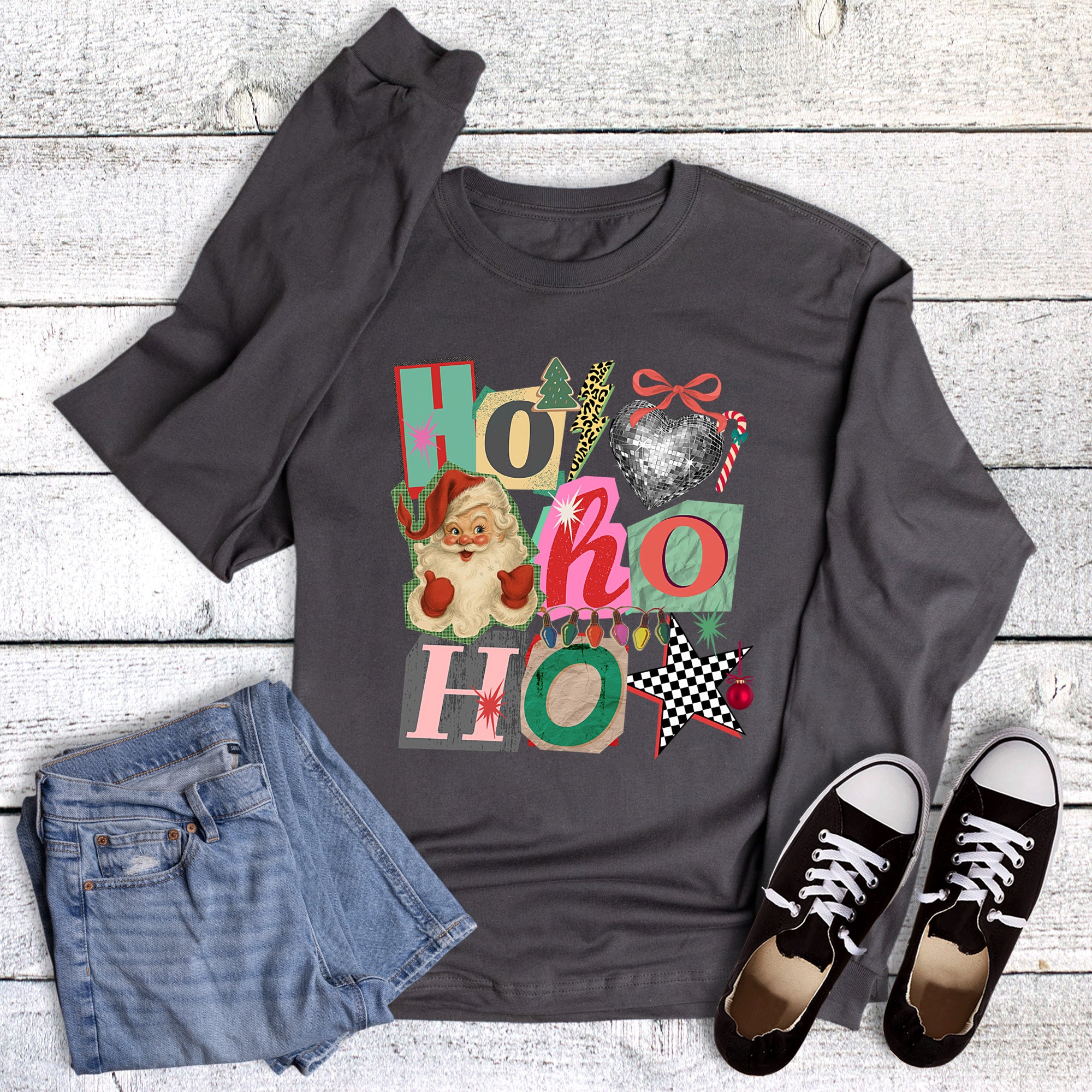 Christmas Ho Ho Ho Magazine Letters Long Sleeve
