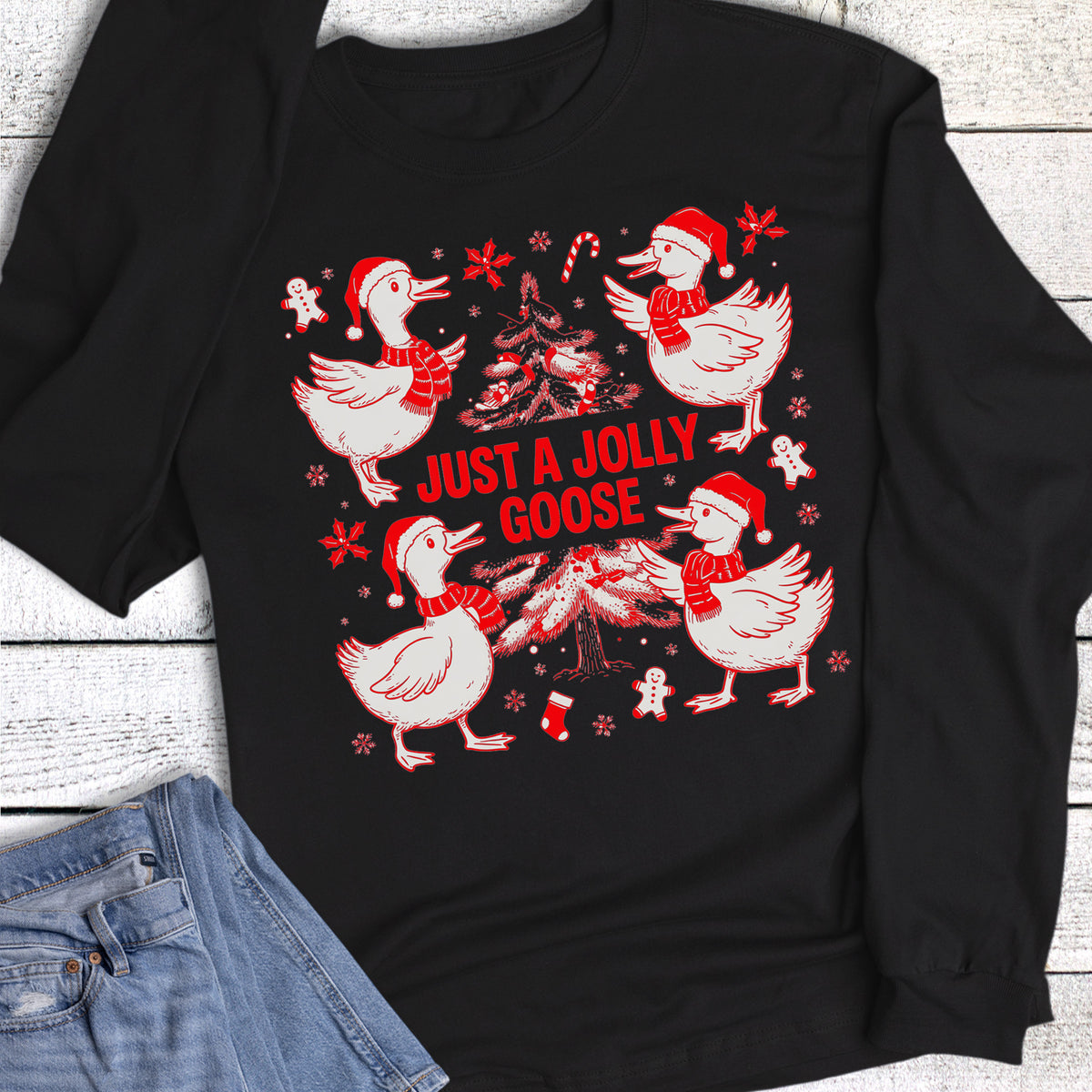 Christmas Just a Jolly Goose Scatter Long Sleeve