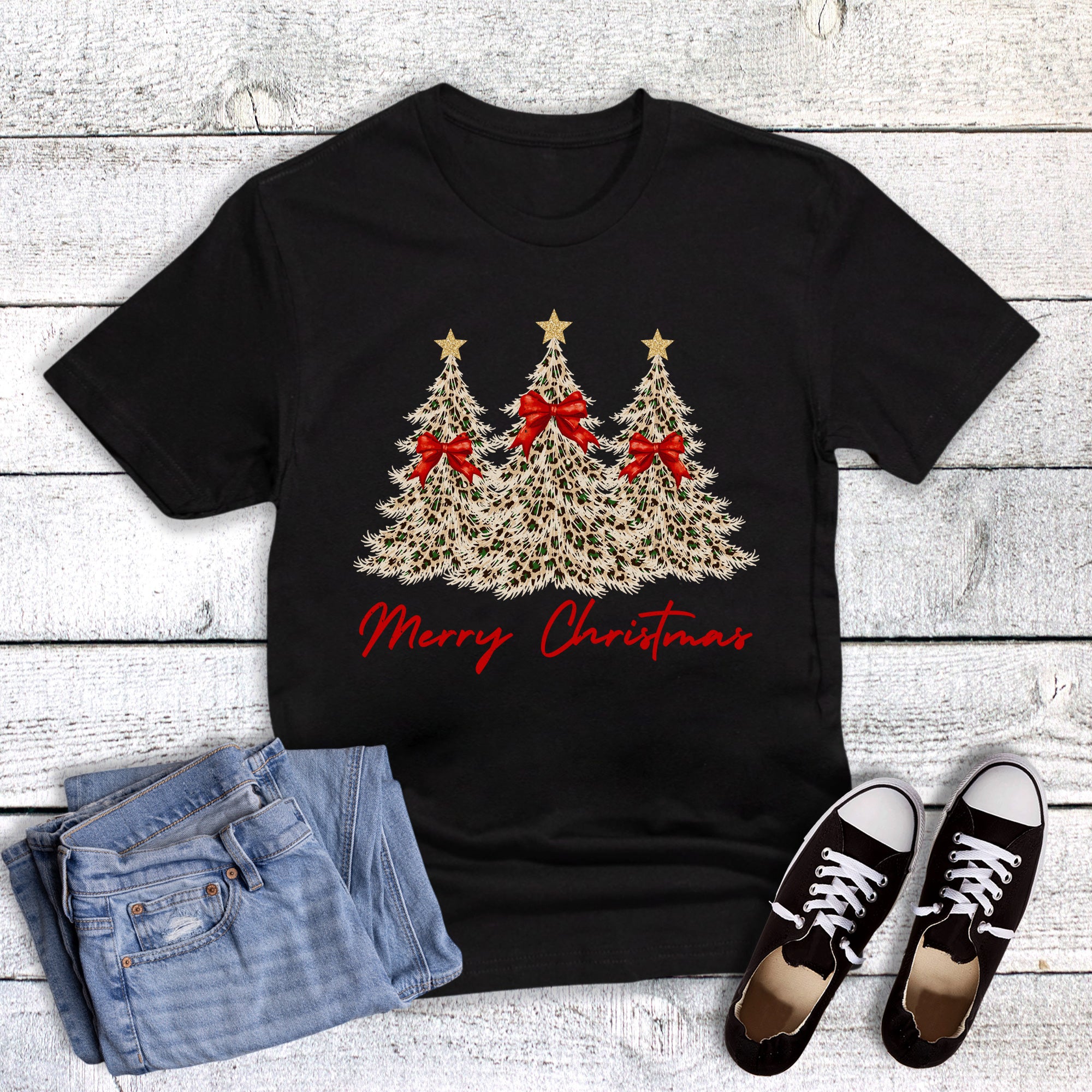 Christmas Leopard Trees Merry