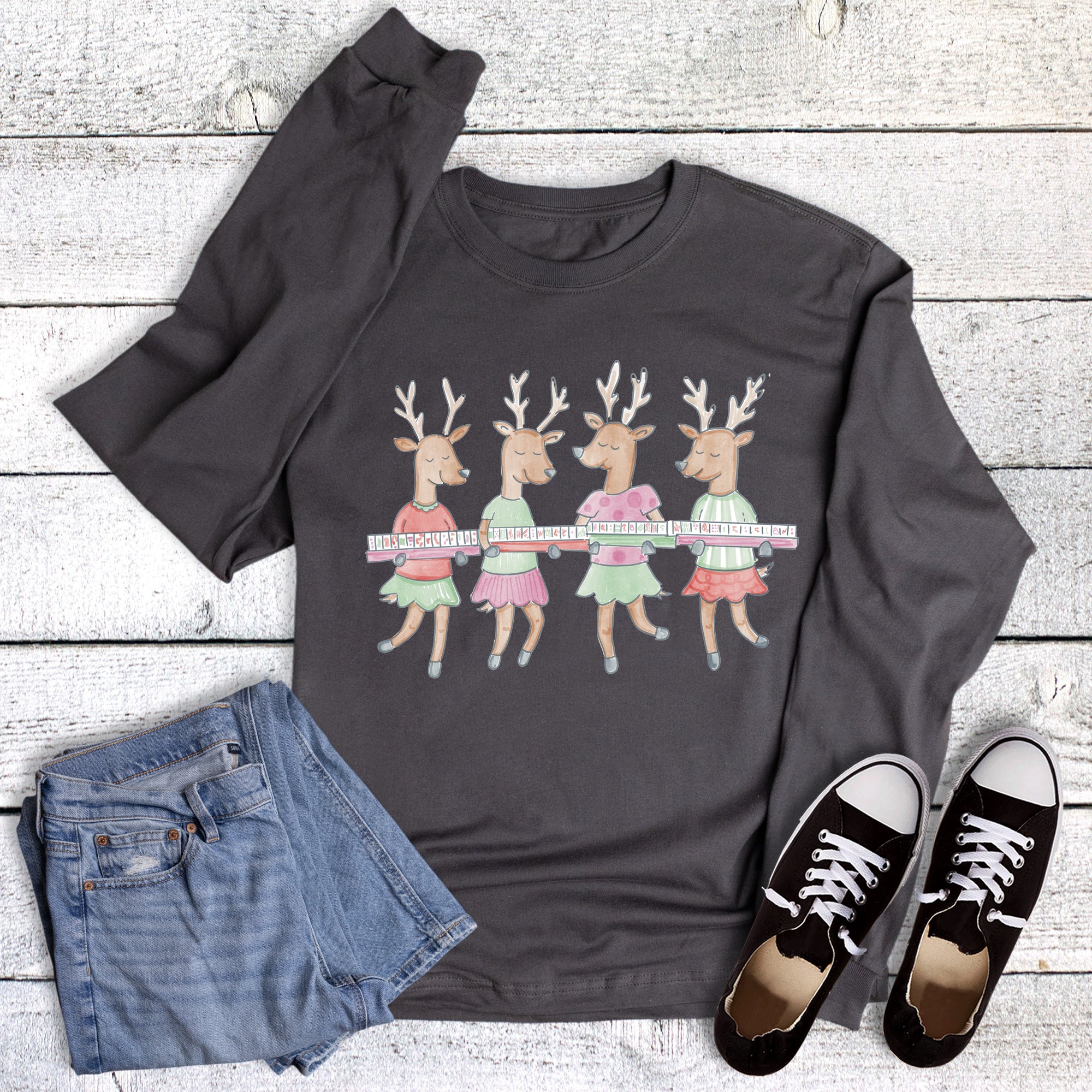 Christmas Mahjong Reindeer Long Sleeve