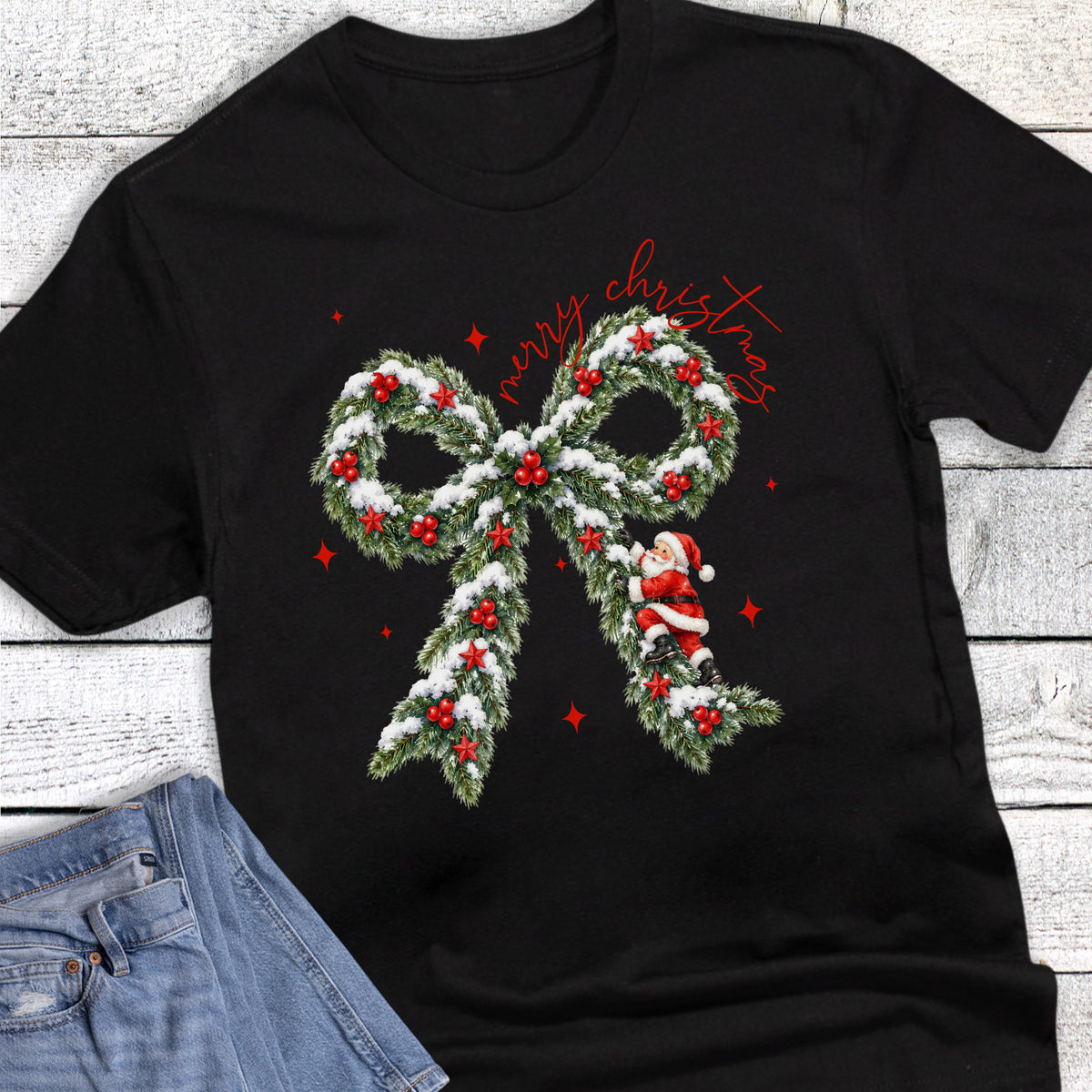 Christmas Merry Santa Climbing Bow