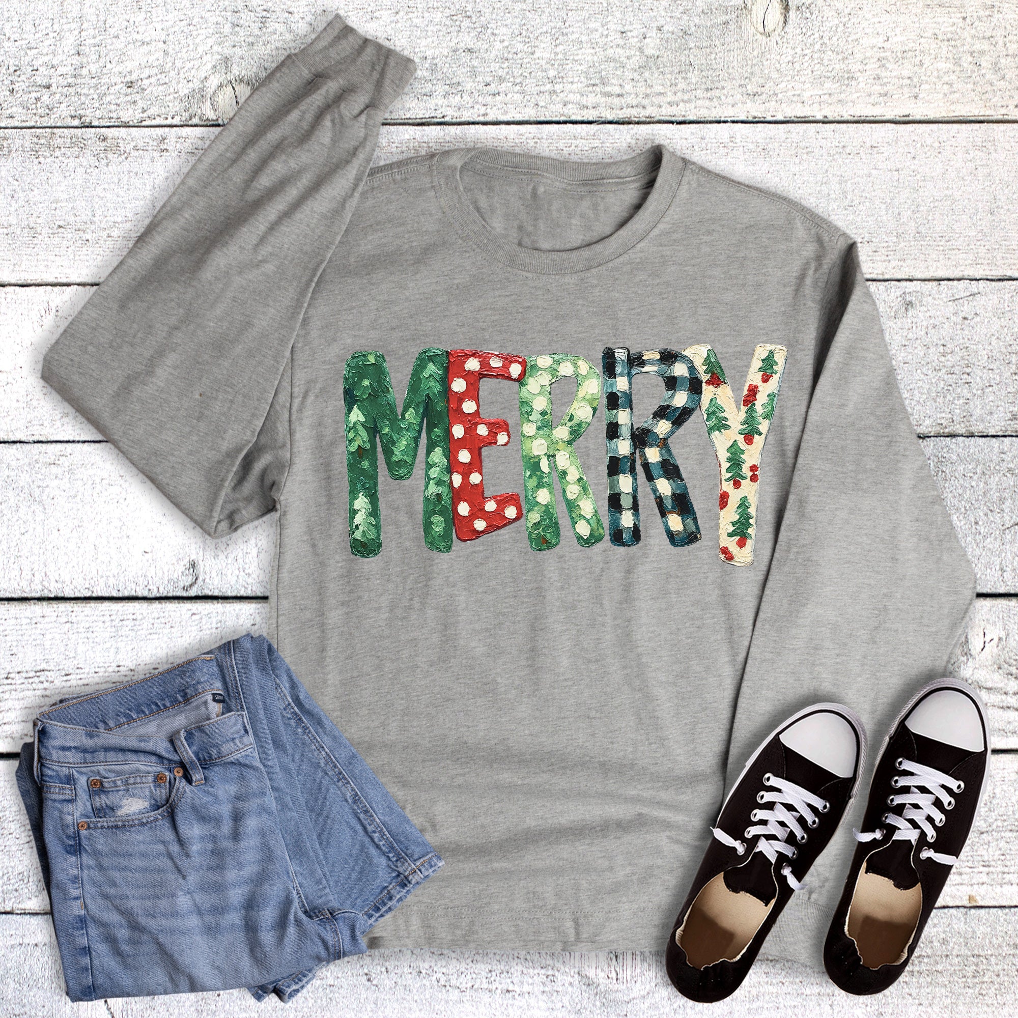 Christmas Painted Merry Long Sleeve
