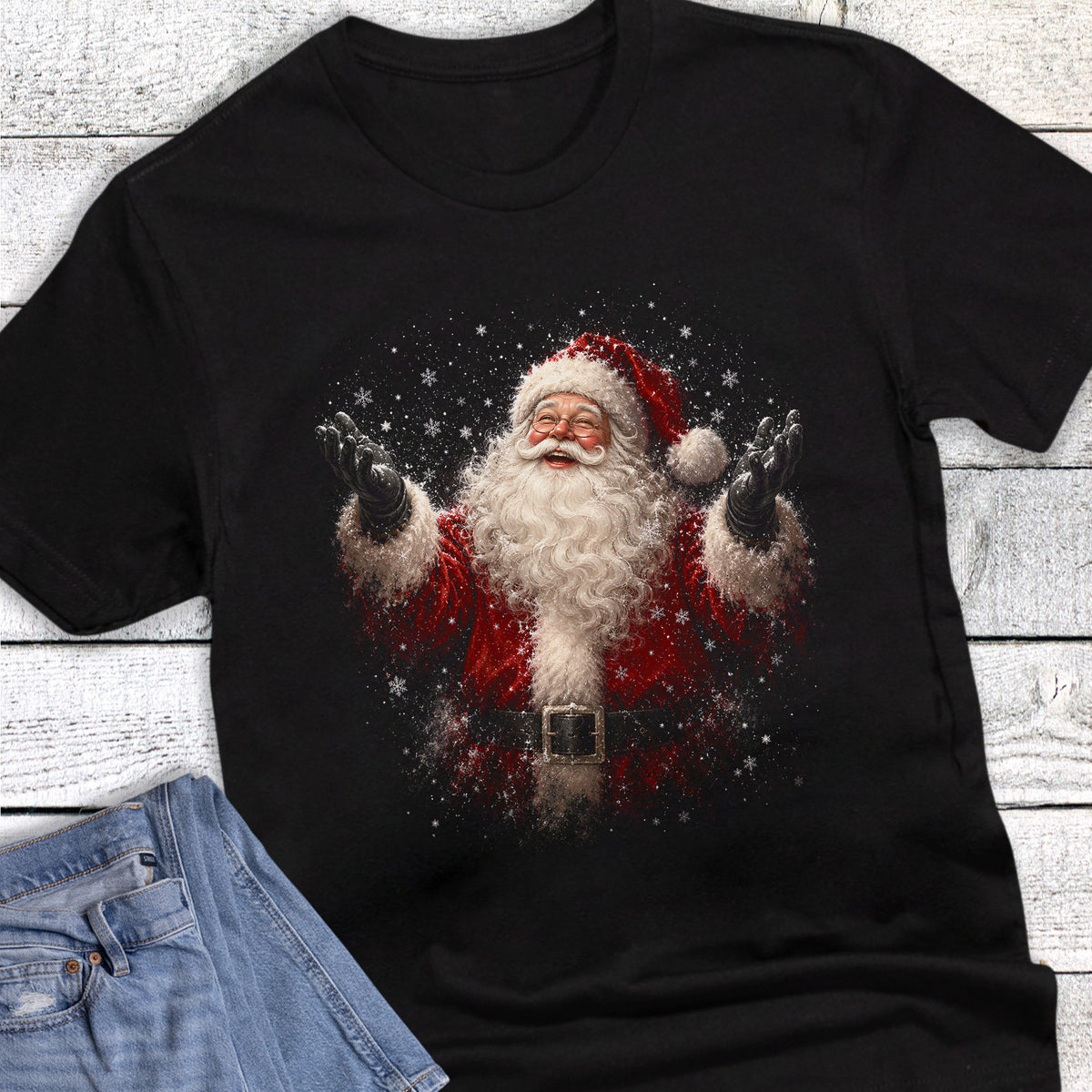 Christmas Smiling Santa with Snow