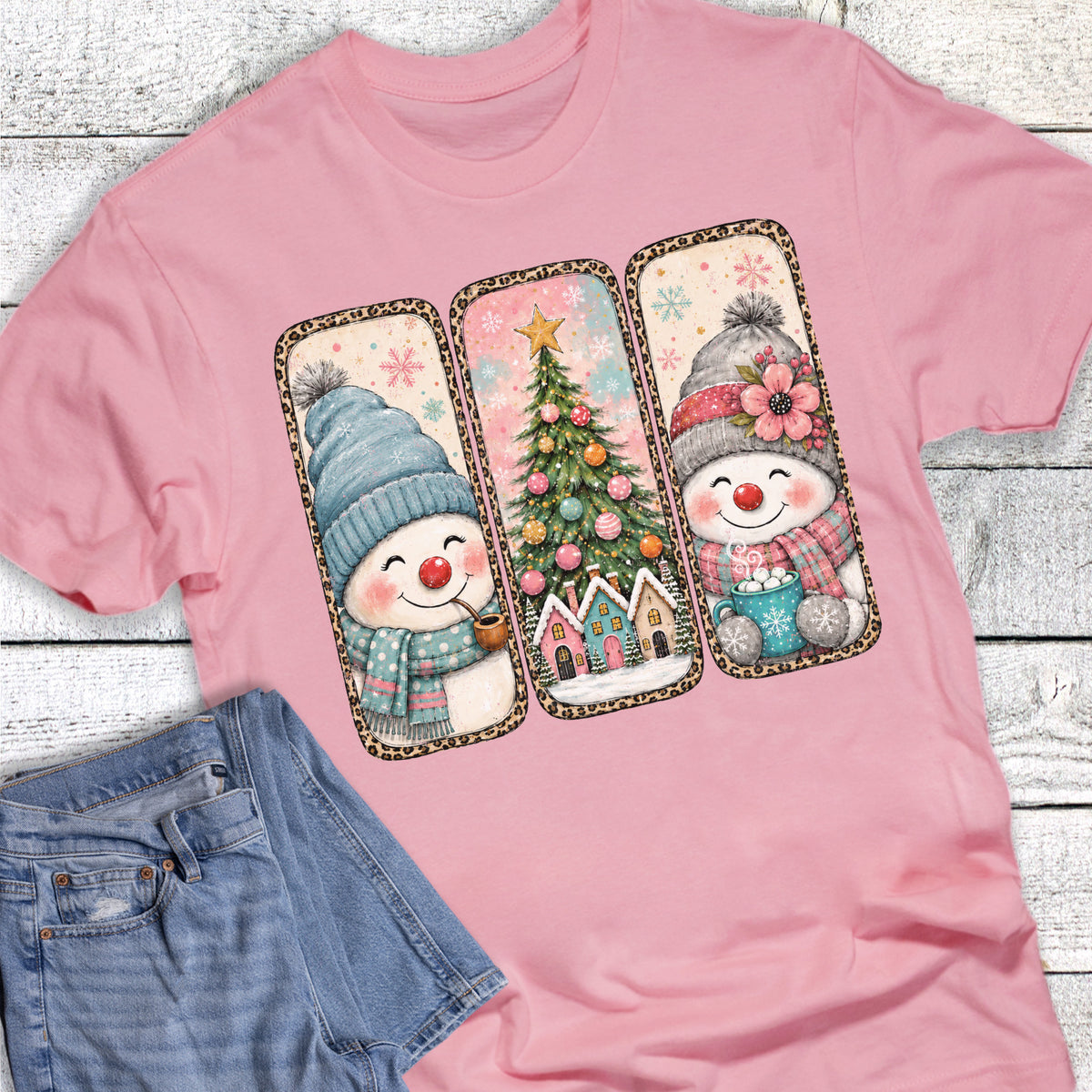 Christmas Snowman Tree Leopard