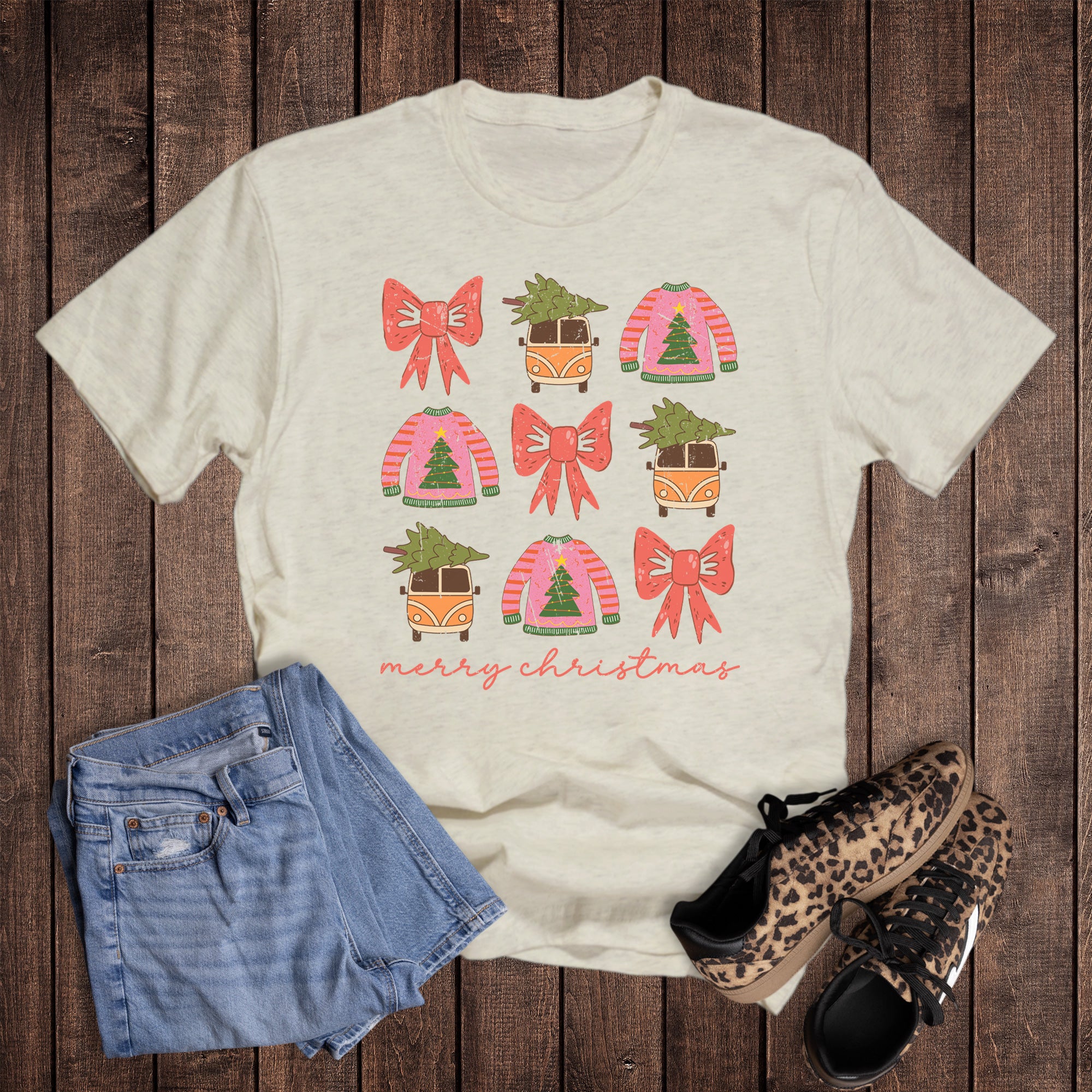 Christmas Sweater Bow Van Collage