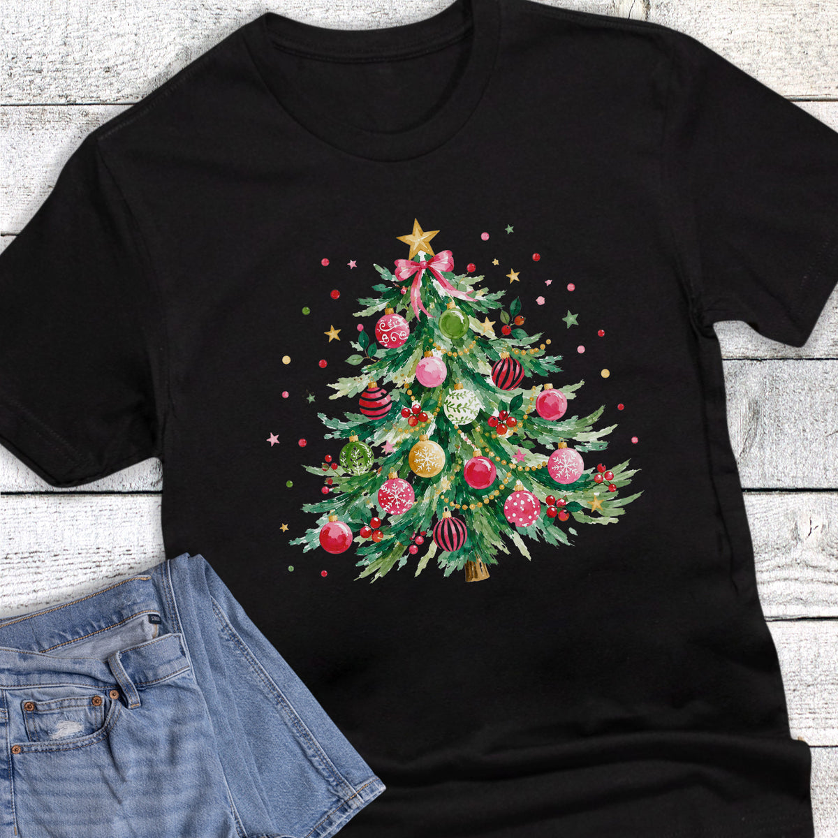 Christmas Tree Red Pink Ornaments