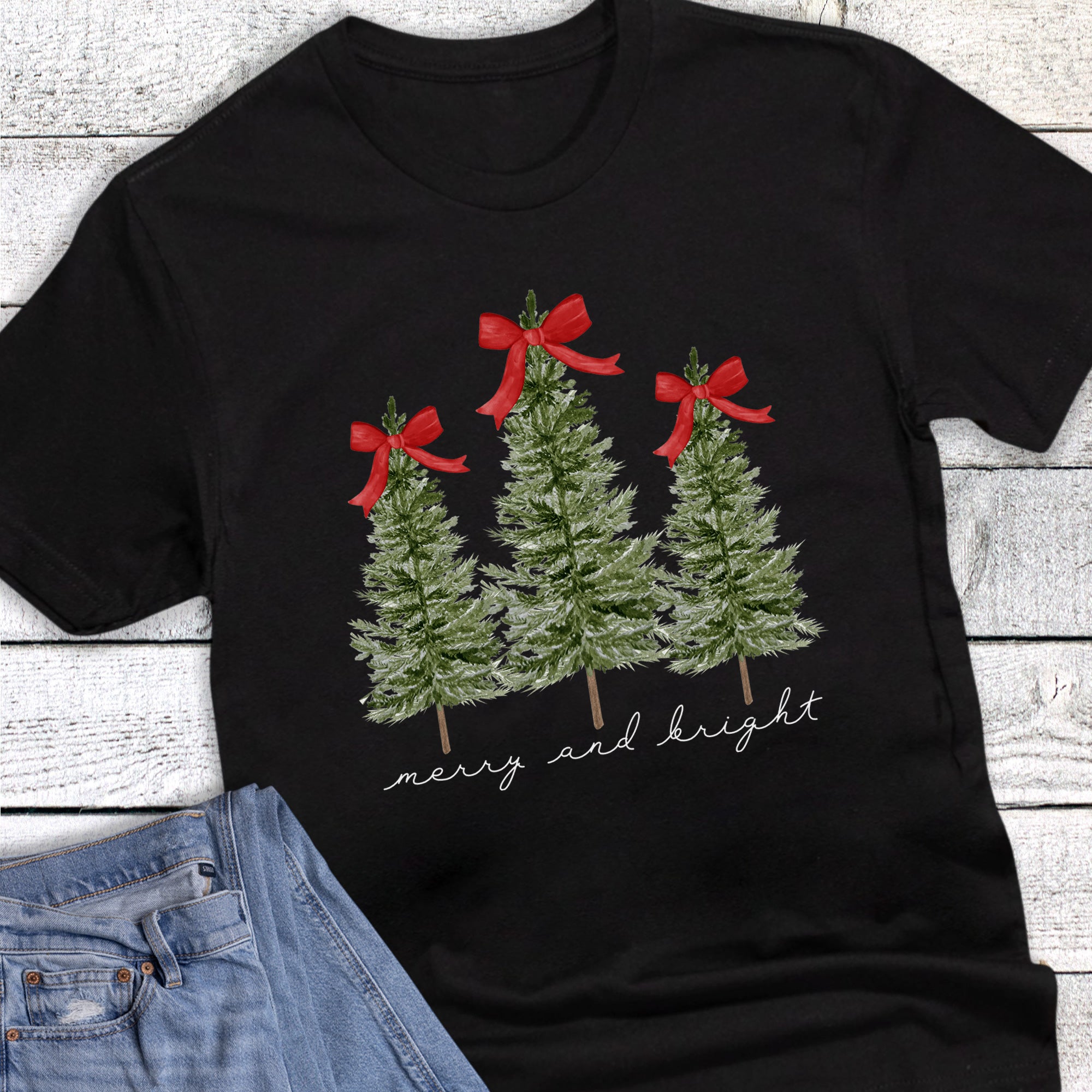 Christmas Tree Trio Coquette Merry and Bright