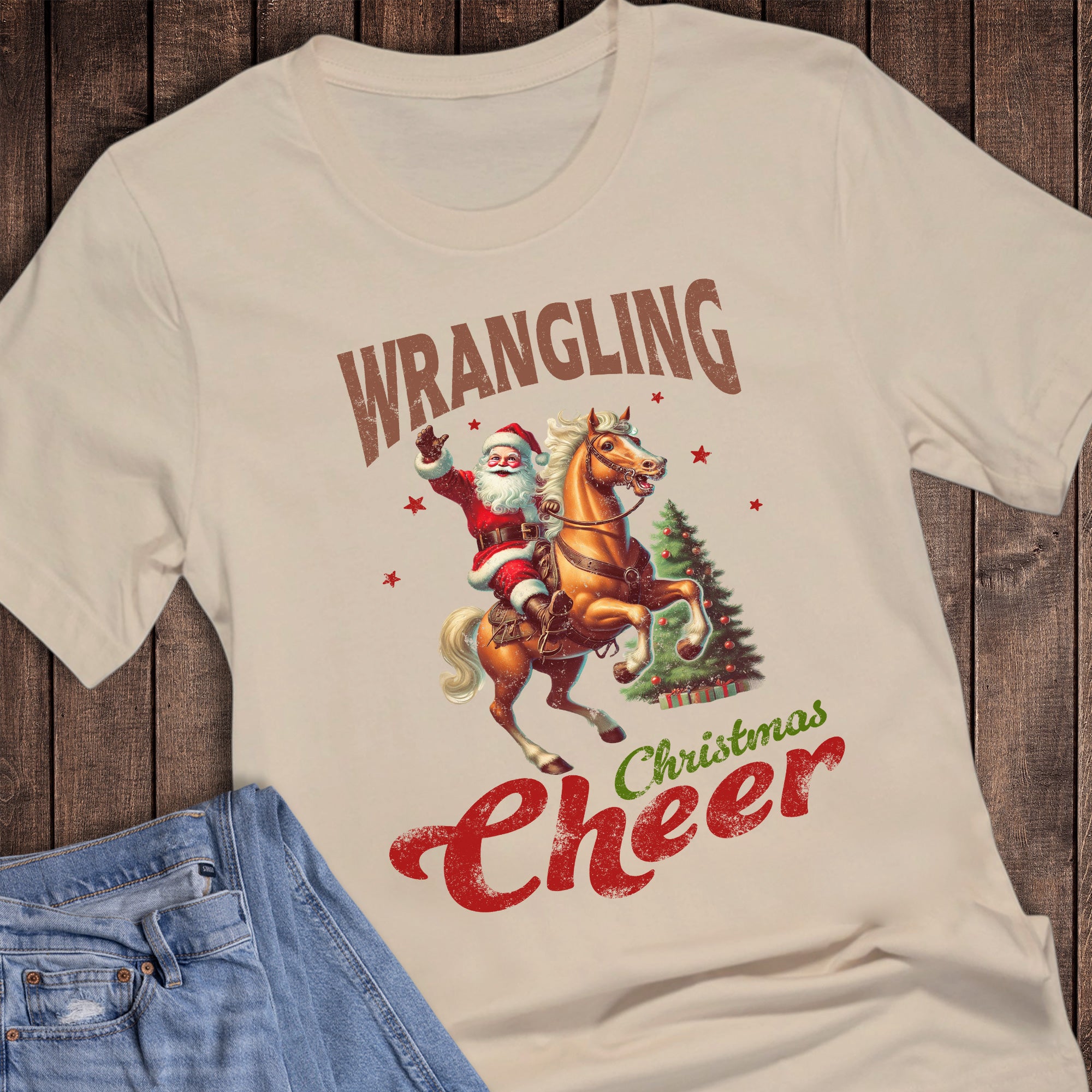 Christmas Western Wrangling Cheer Santa Horse