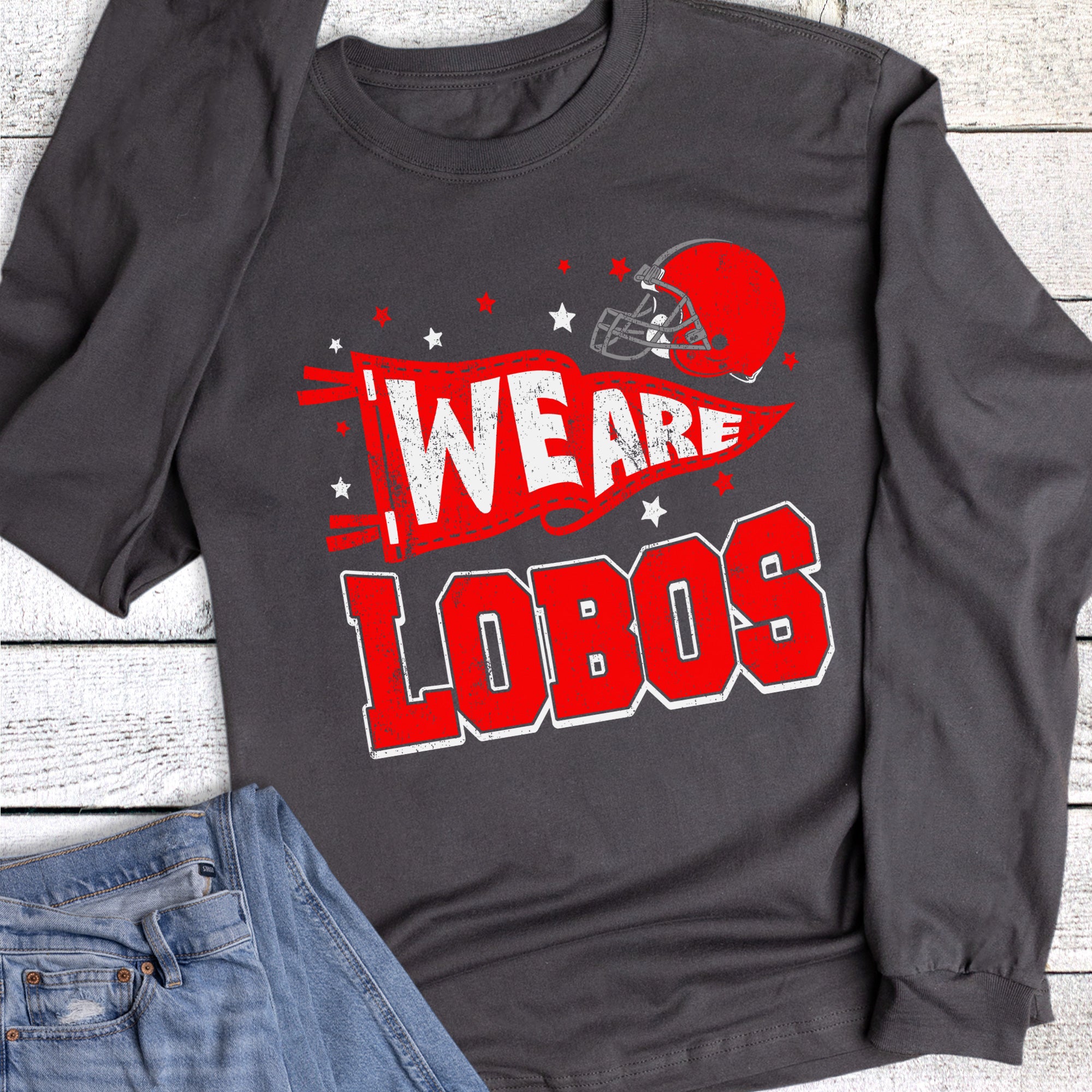 Custom Spiritwear Football We Are Mascot Long Sleeve