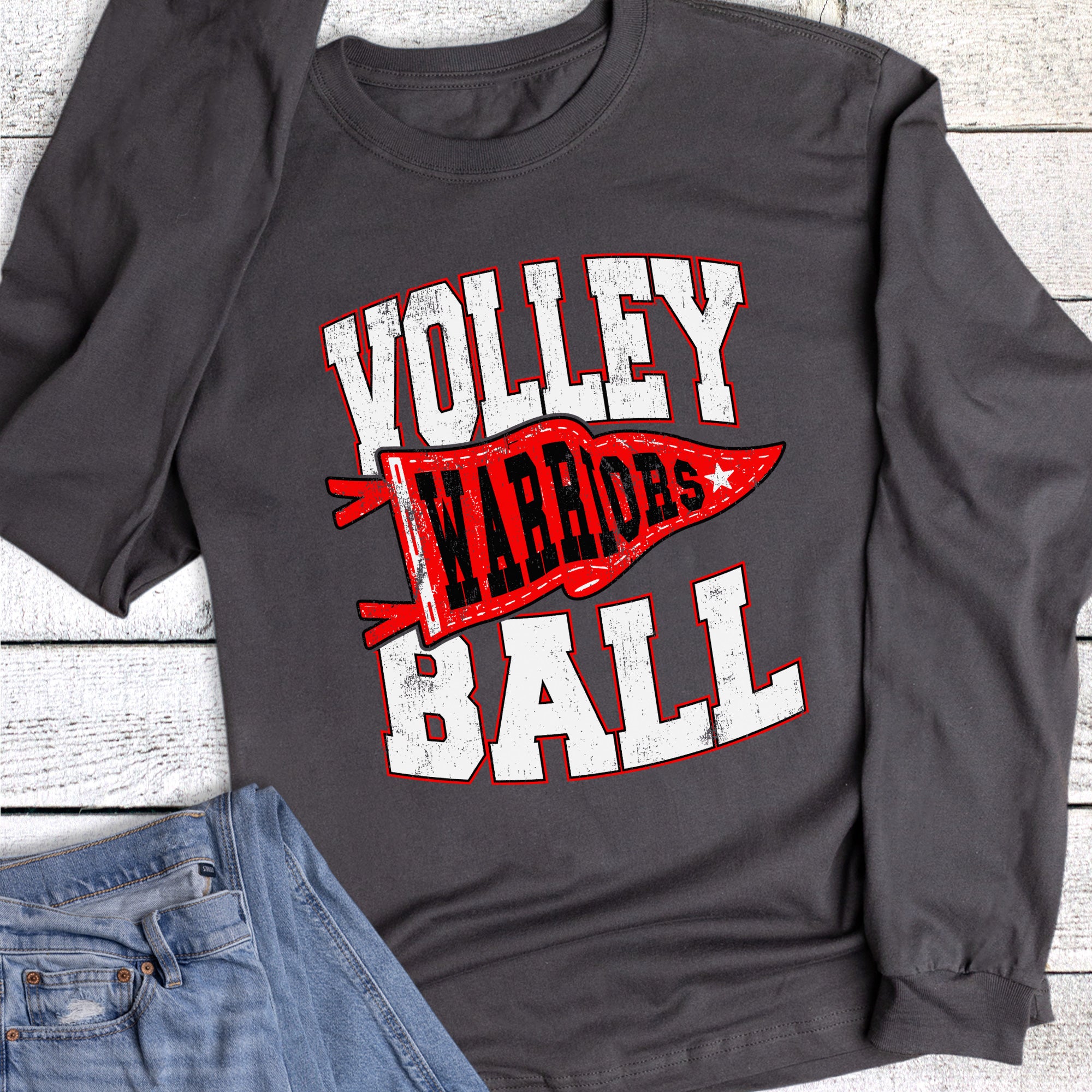 Custom Volleyball Pennant Mascot Long Sleeve