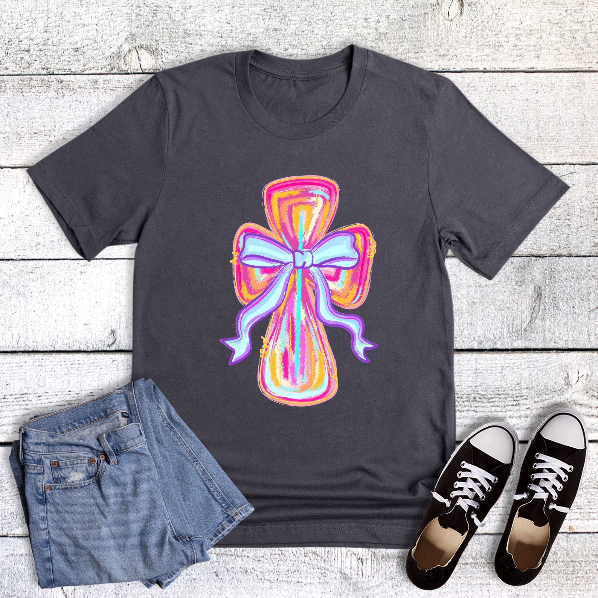 Easter Cross And Bow Graphic Tee