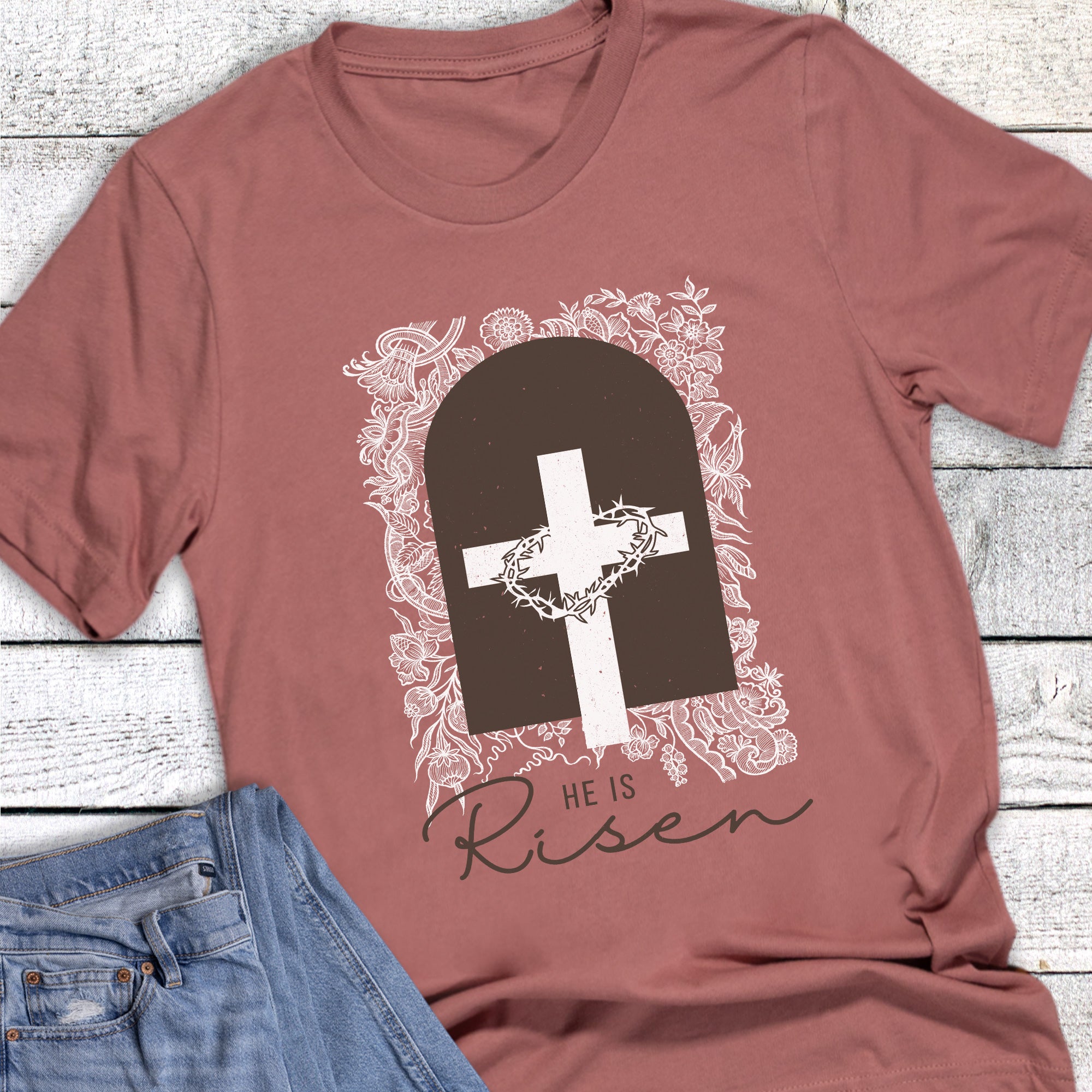 Easter Cross Crown He is Risen Faith