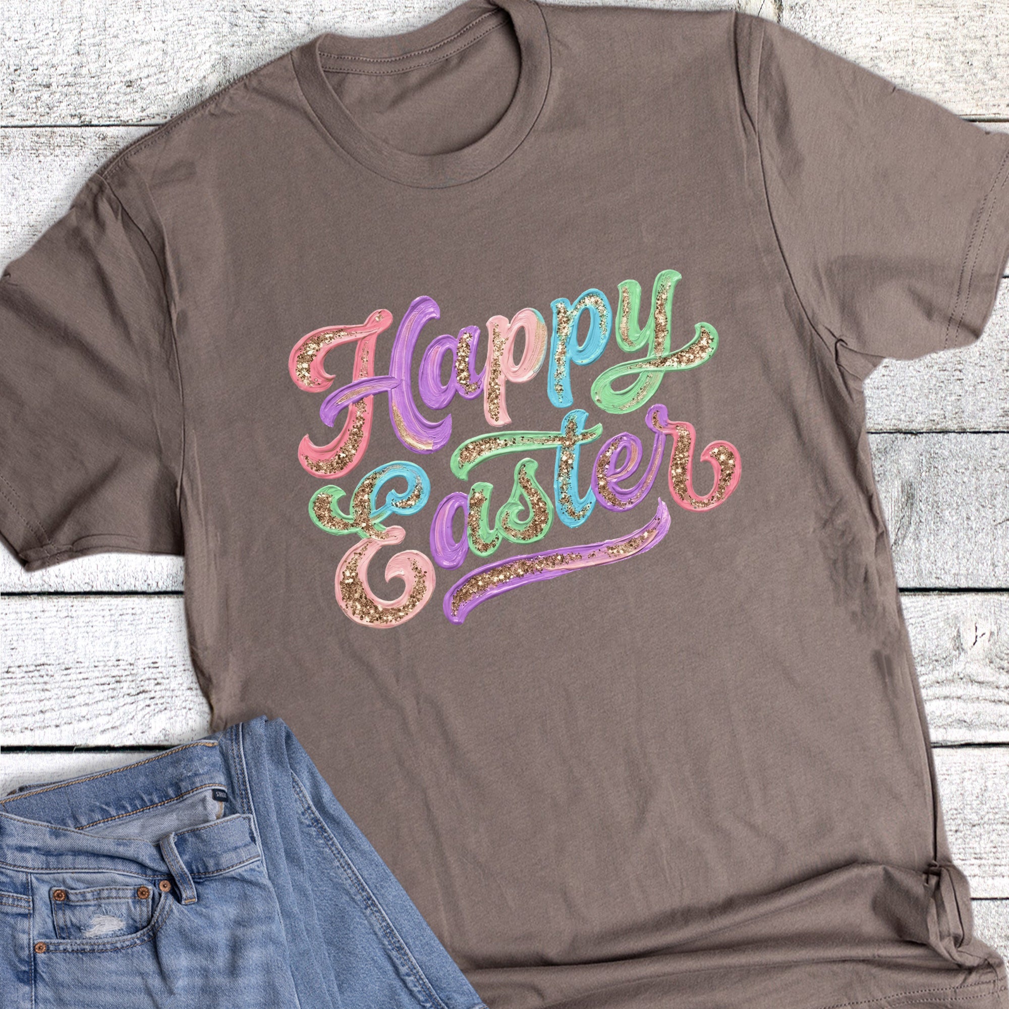 Easter Faux Glitter and Brushstroke