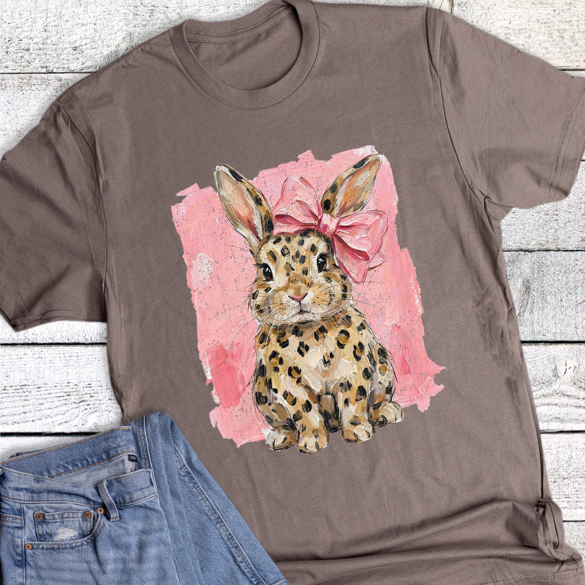 Easter Leopard Bunny and Bow