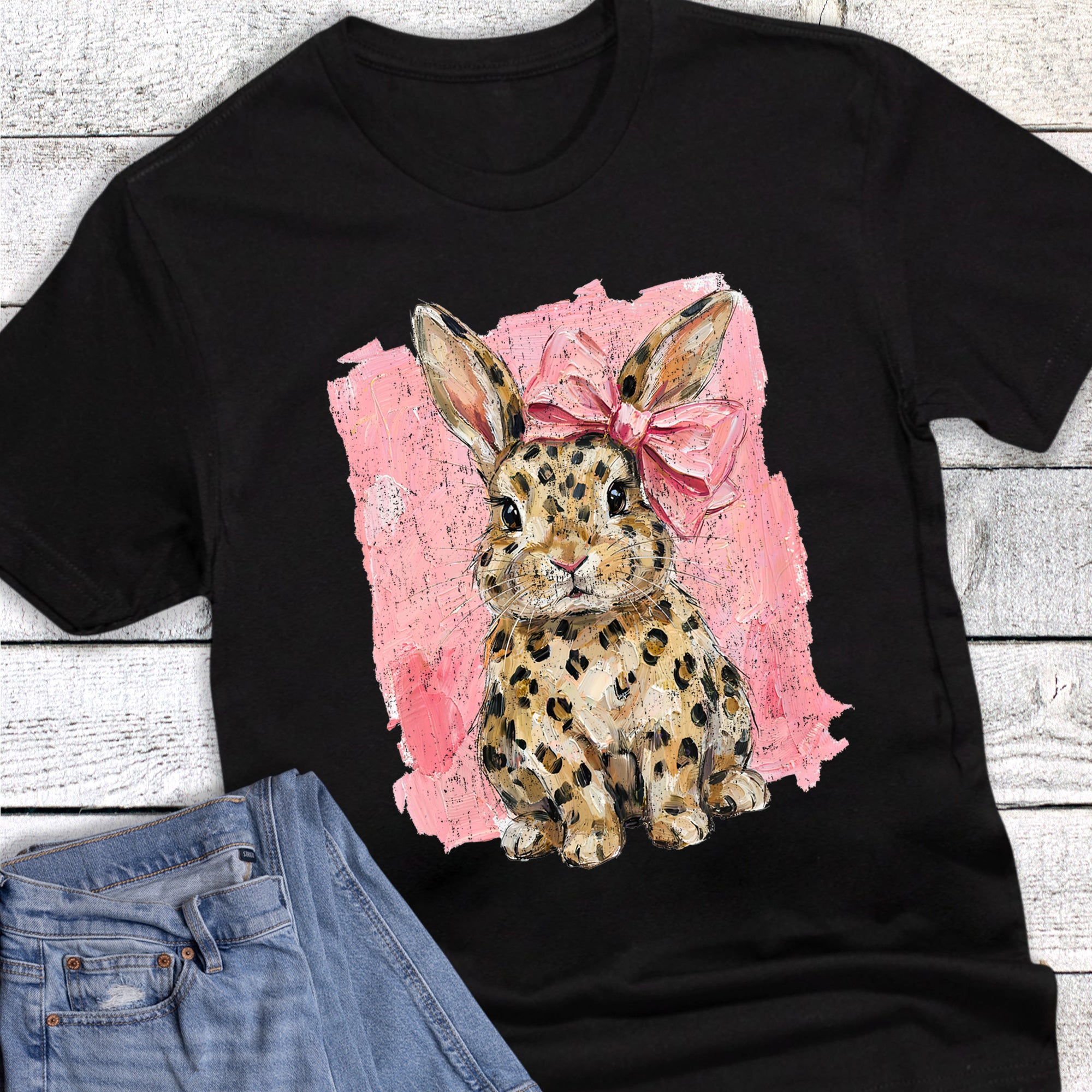 Easter Leopard Bunny and Bow