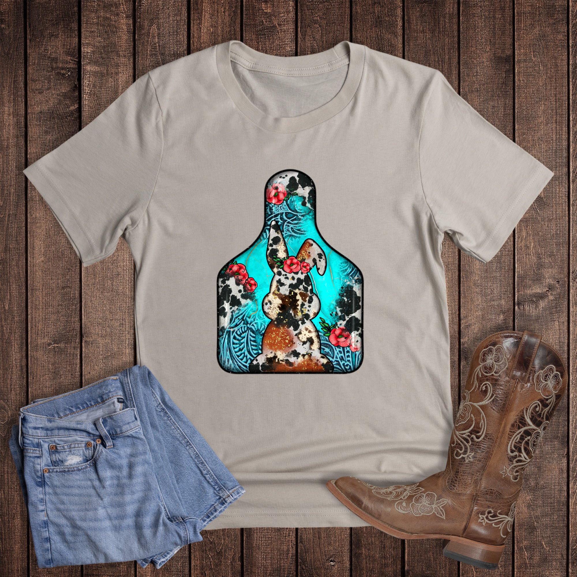 Easter Western Cowhide Bunny