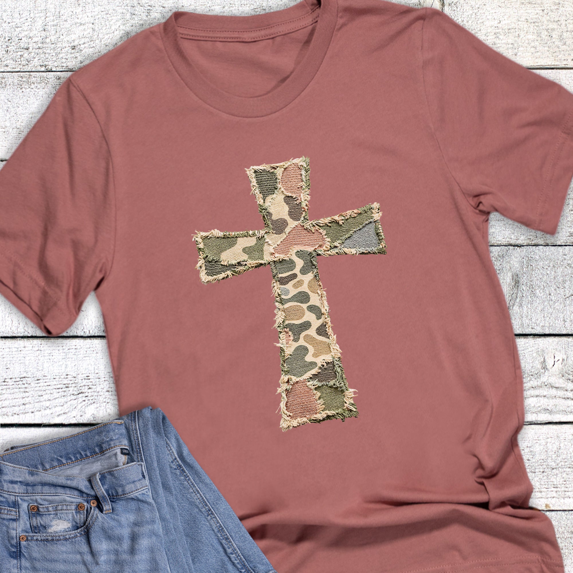 Faith Camo Cross Fringe